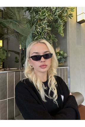 TomyHelf Siyah Çerçeve Siyah Cam Geometrik Güneş Gözlüğü