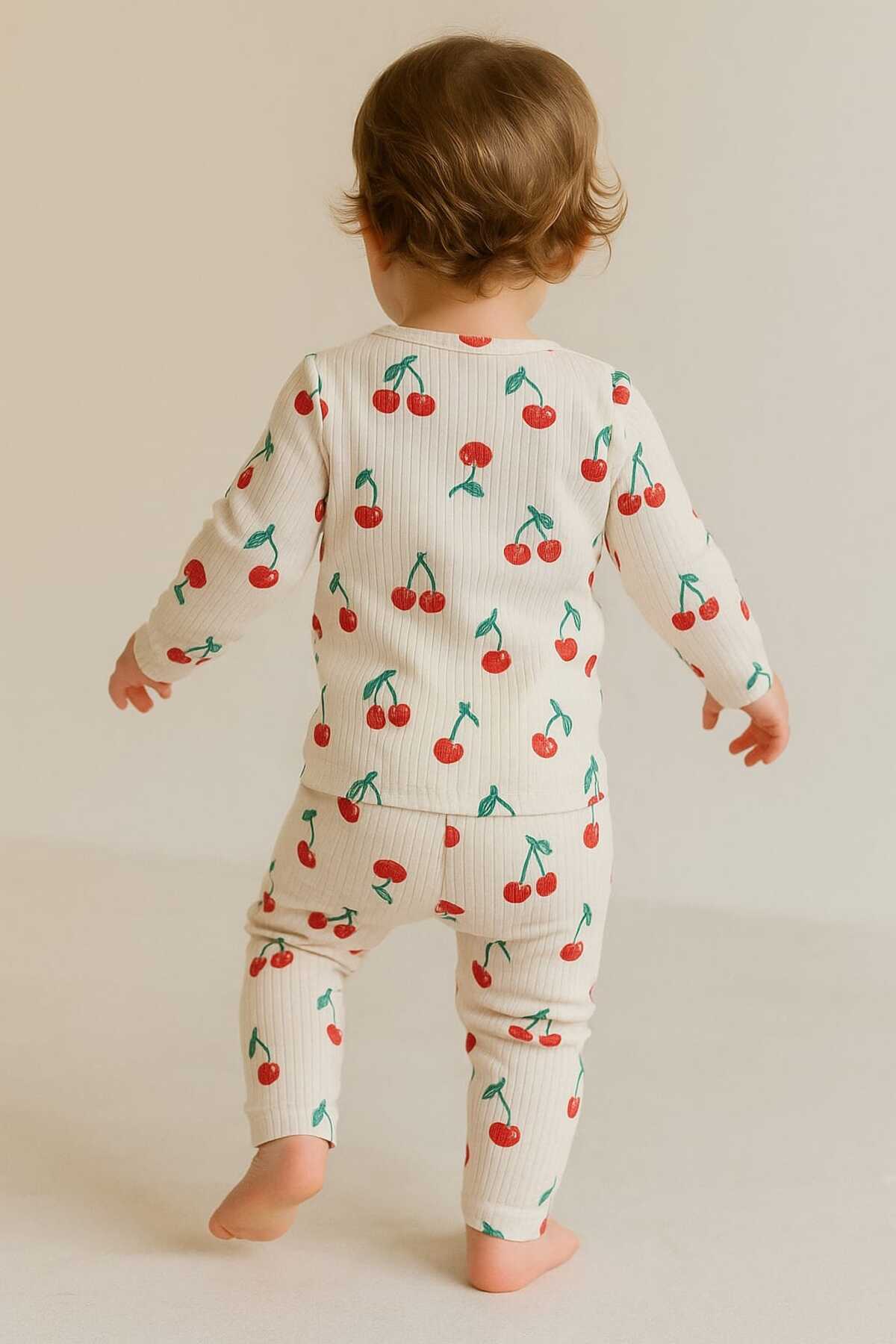 aden kids raporlu kumaş desenli çocuk pijama takımı fotoğrafı 3 (önizleme)