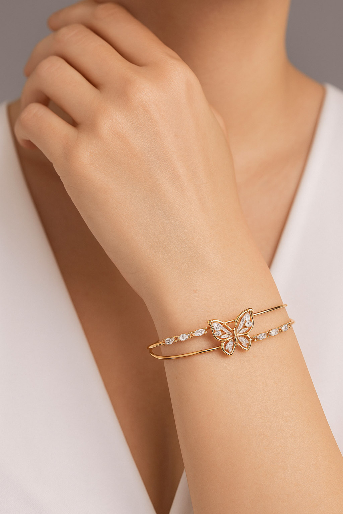 TREND COLLECTİON  Zirkon Taşlı Kelebek Kadın Bileklik (Ayarlanabilir) - Görsel 6