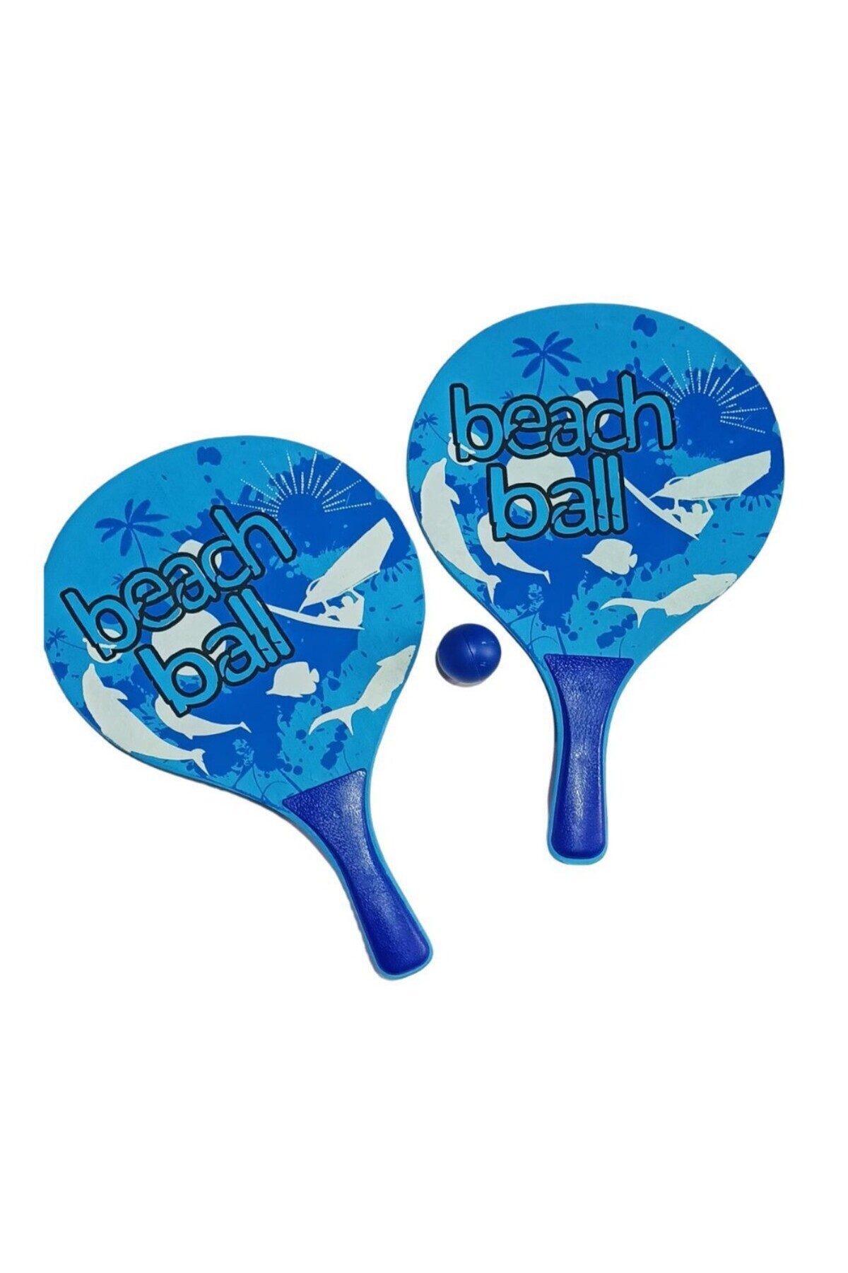 MİVOLA Beach Ball Tahta Raket - 3394 - Mavi (Lisinya)