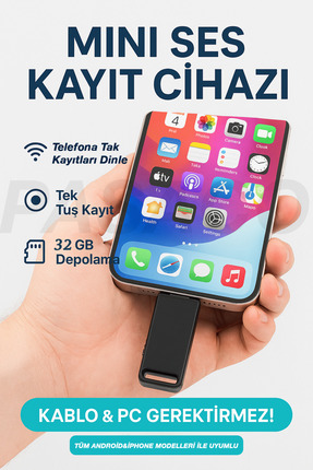 PASACO Mini Ses Kayıt Cihazı Tak Çalıştır Kablo & PC Gerektirmez Tek Tuşta Uz...