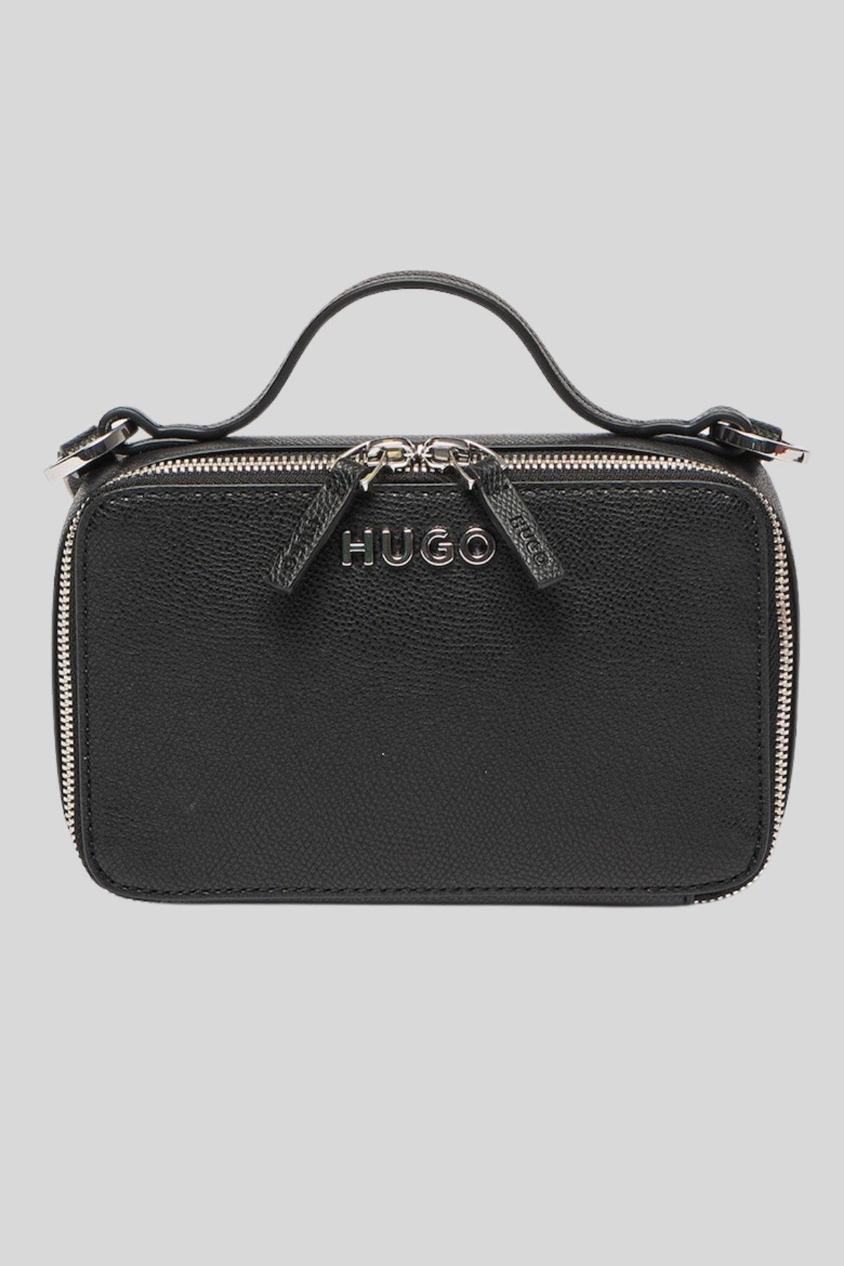 HUGO Kadın Çapraz Askılı Suni Deri Omuz Çanta Siyah