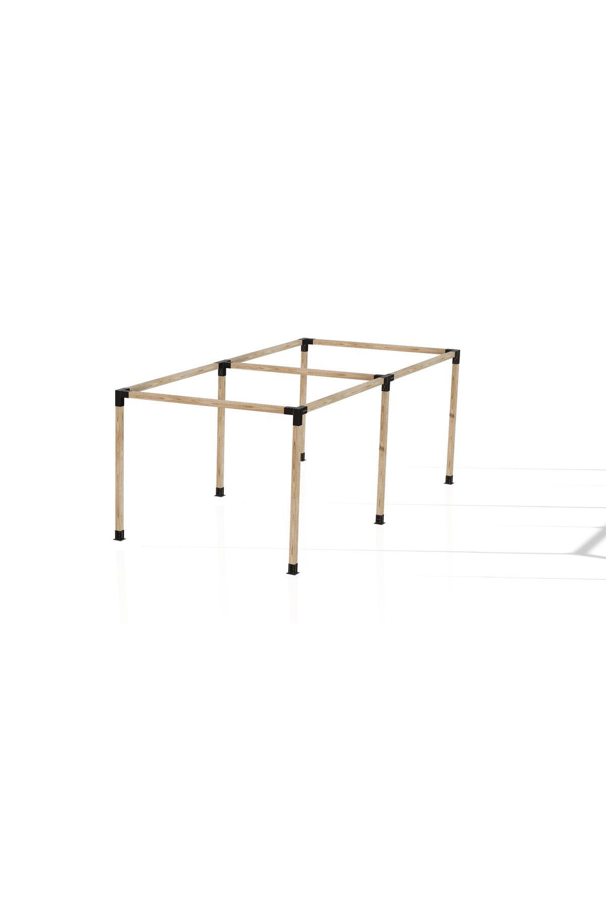 iAhşap 3 x 4.8 Metre Pergole Braket Seti 6 Ana Direkli Üstü Açık Eğimli Pergole Braket Seti