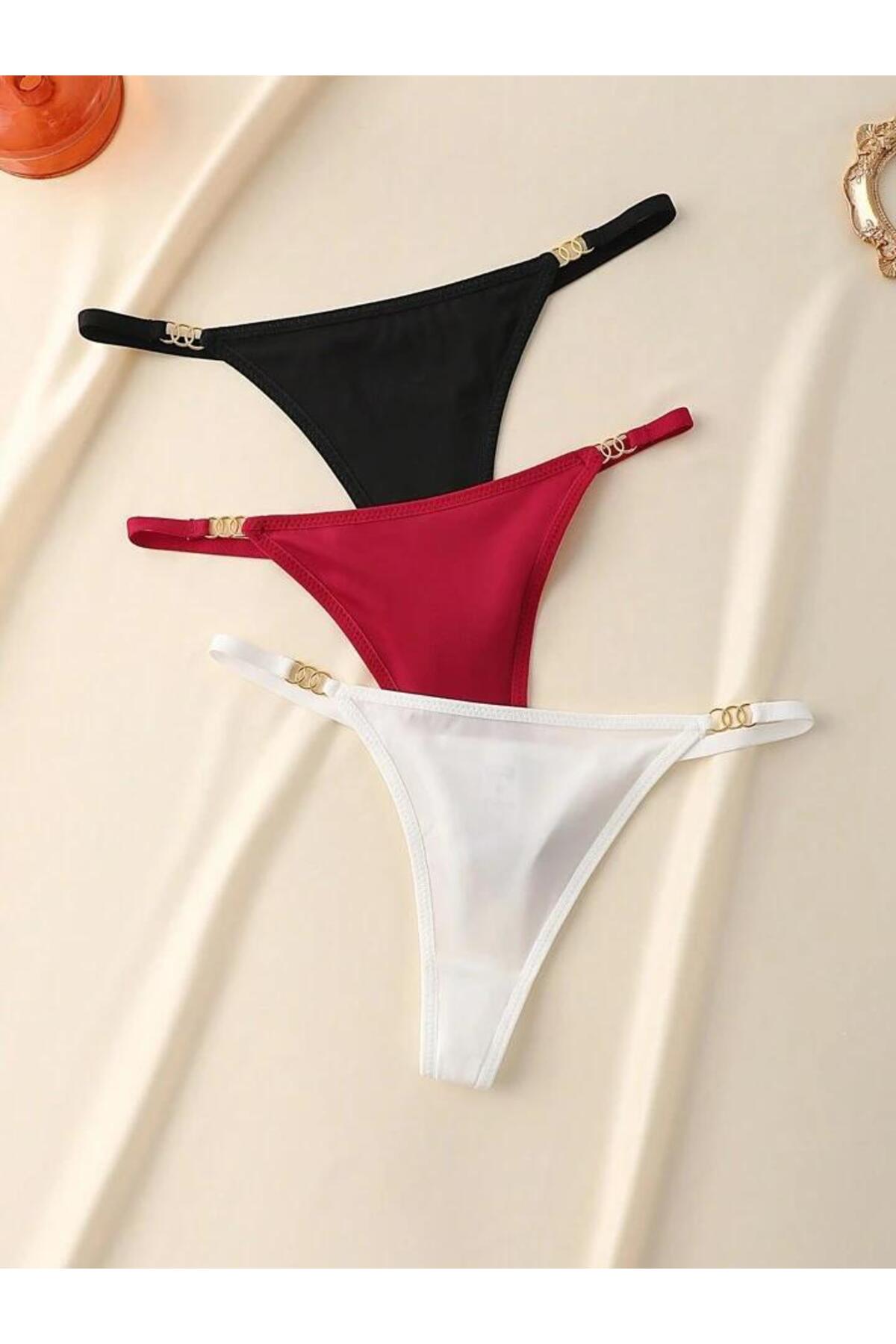 Maly Love Dámske čierno-biele bordové tangá s príslušenstvom na prstene, 3 ku...