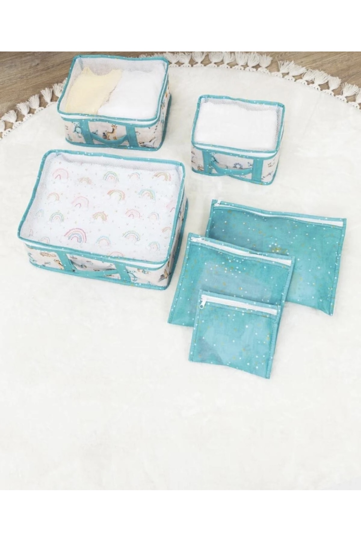 Genel Markalar Baby 6’lı Seyahat Seti Anne Bebek Çantası Hastane Çıkışı Düzenleyici Bebek Hurcu Doğum Çantası Mavi fotoğrafı 3 (önizleme)