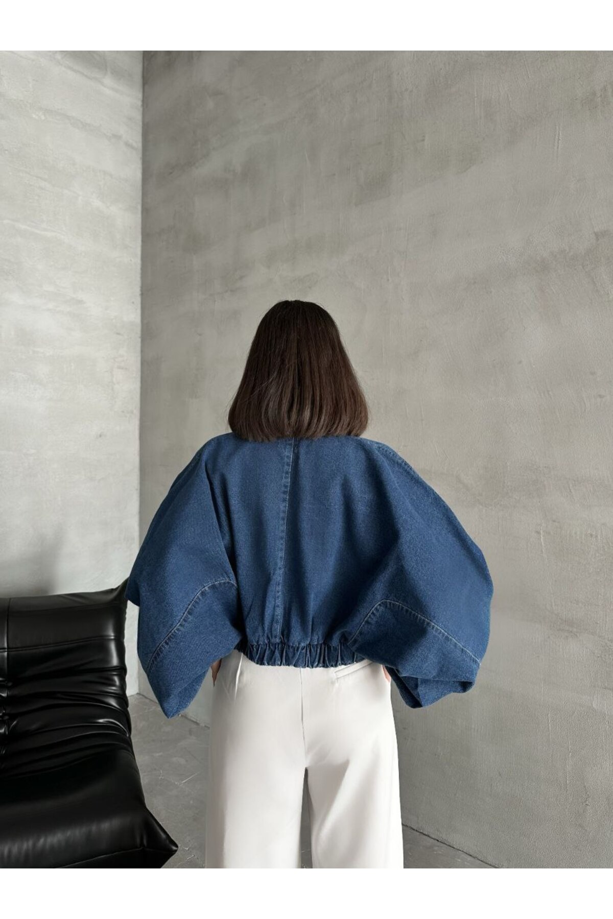 FioriModa  Yarasa Balon Kol Deniz Ceket - Görsel 2