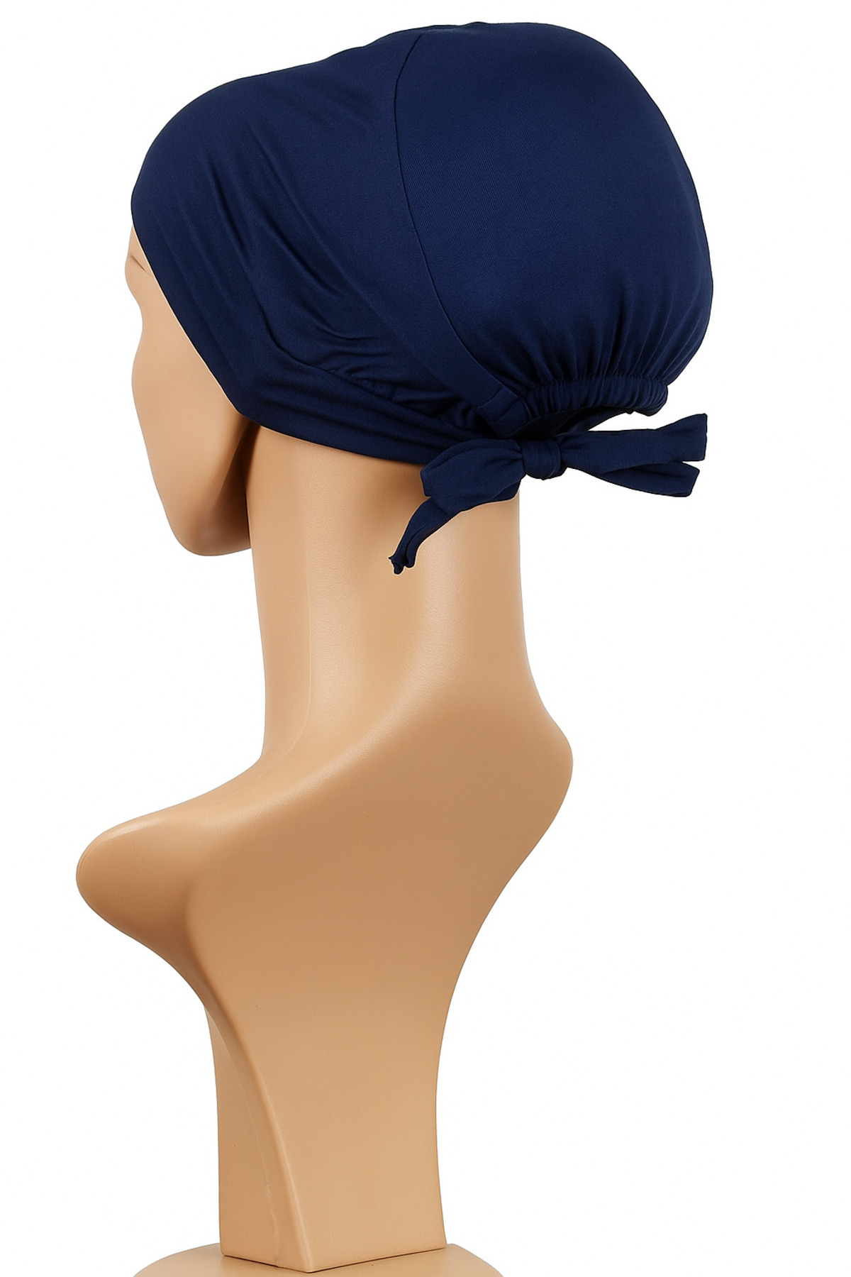 POKUT Pamuklu Bağlamalı Kendinden Topuzlu Bone – Beyaz | Siyah - Terletmeyen Kumaşlı Tesettür Bone