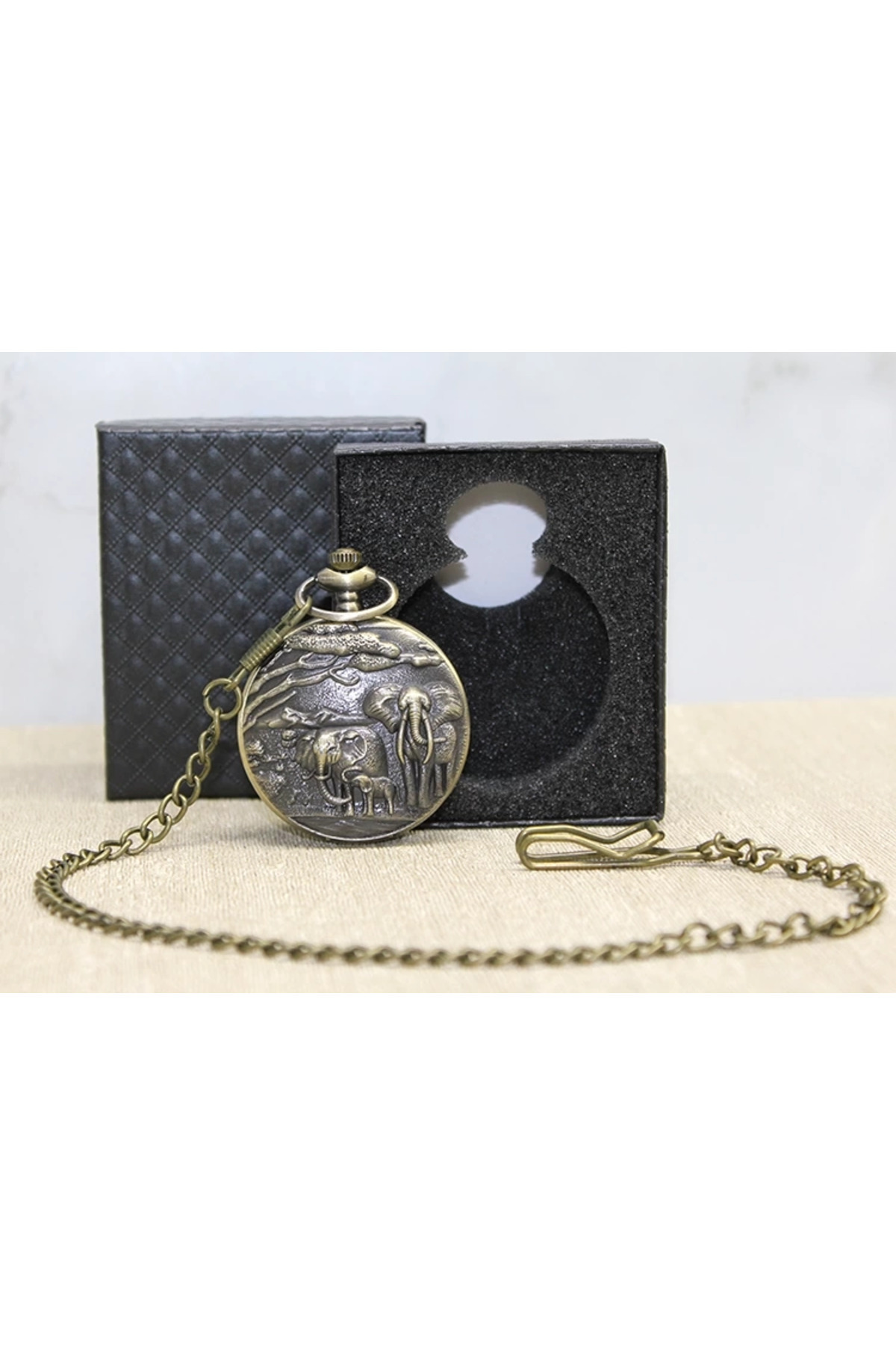 HAYAT STORE Özel Kutulu Antik Filli Köstekli Saat Alk4676 - Lisinya