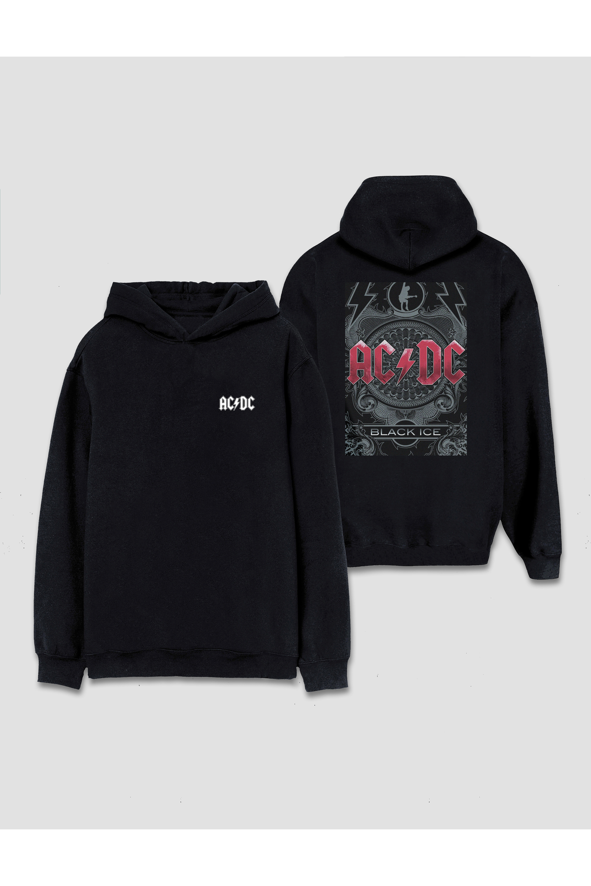 Darkia Ac Dc Music Band Black Ice Back Printed Hooded Sweat Hoodie