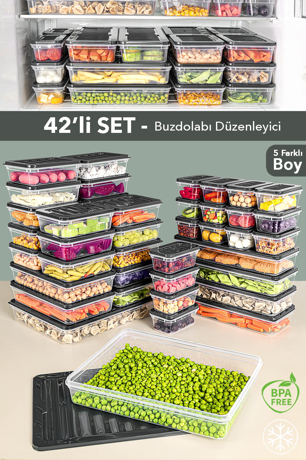 Meleni Home 42'li Buzdolabı Organizer Set - Mikrodalgaya Uygun