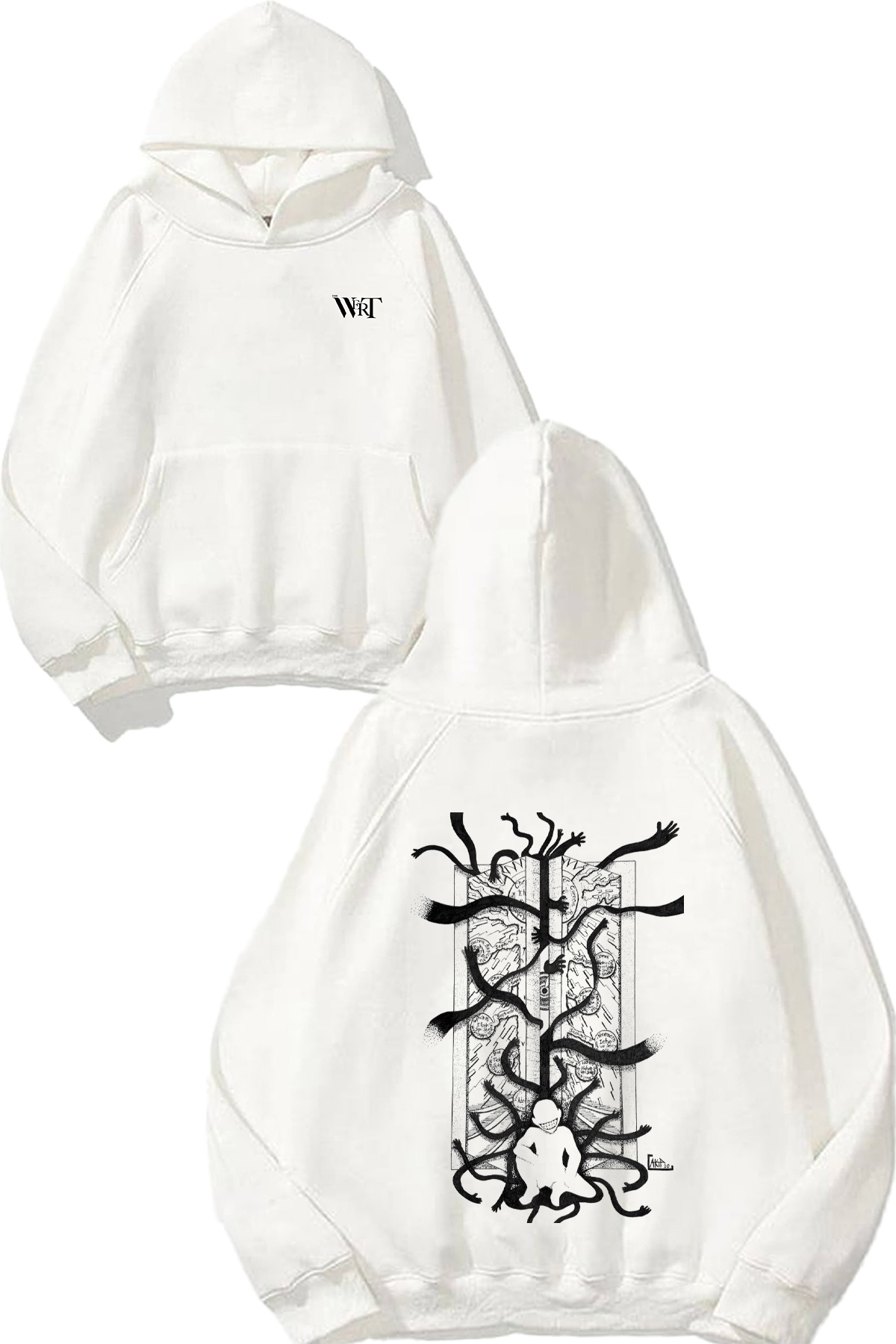 THEWERT The Truth Door Design Back Printed White Hooded Sweatshirt
