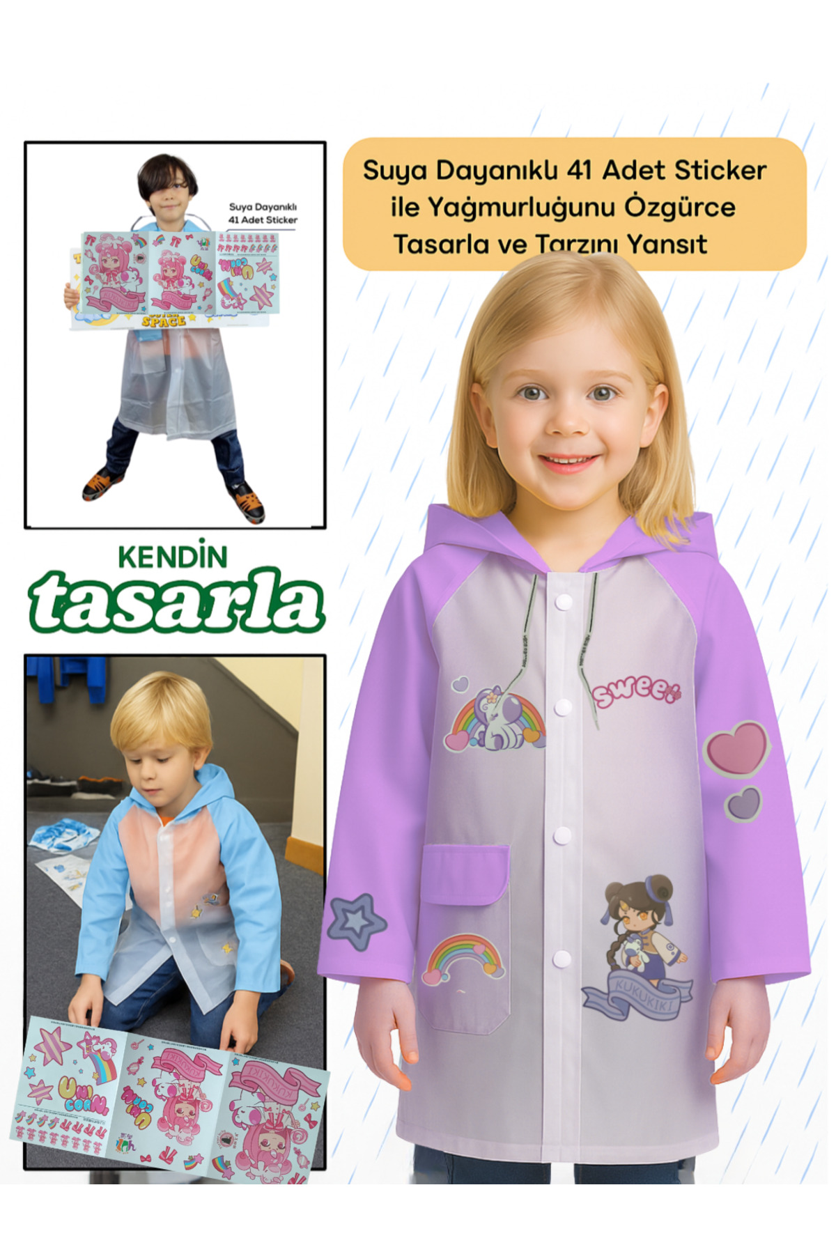 Casabony Kendin Tasarla Kız Çocuk Yağmurluk fotoğrafı 2 (önizleme)