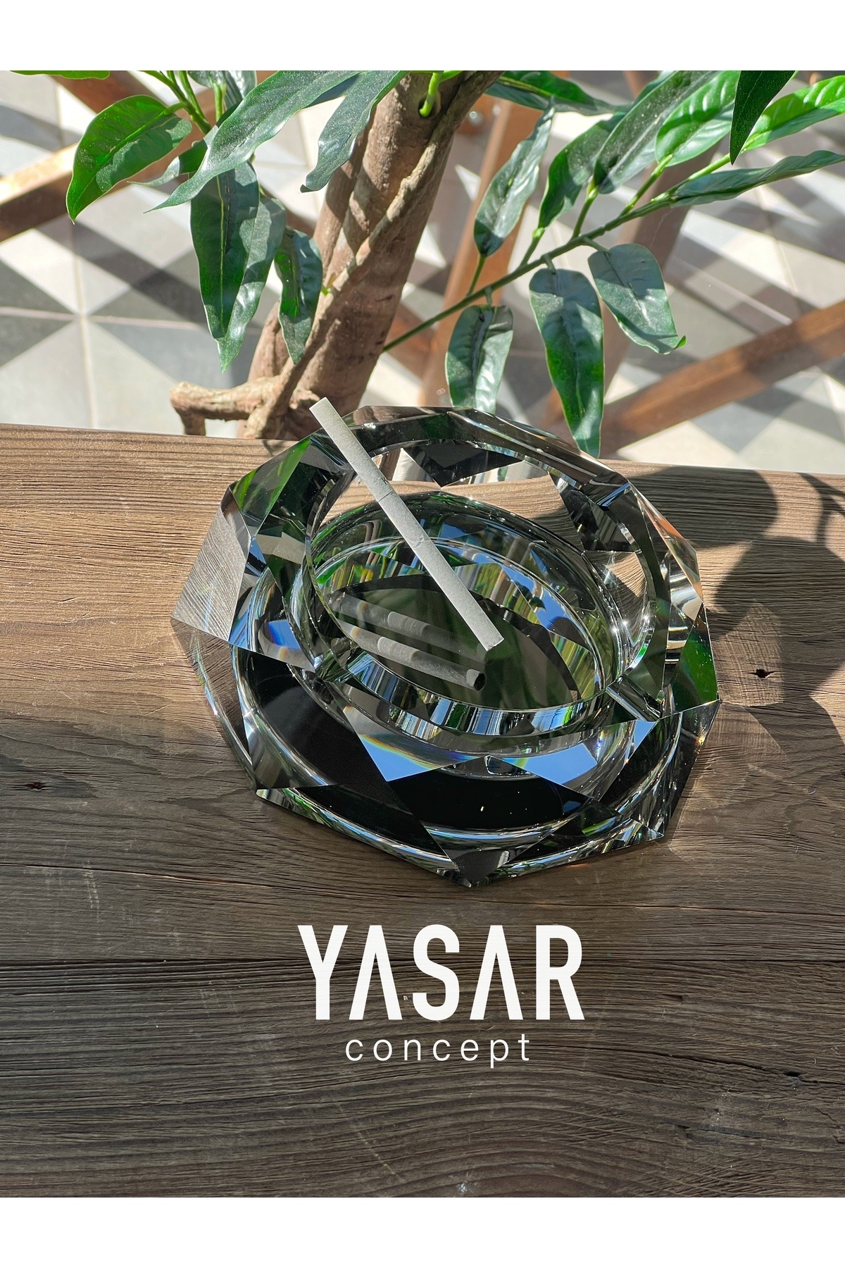 YASAR CONCEPT Mario Kristal Kül Tablası Küllük Füme