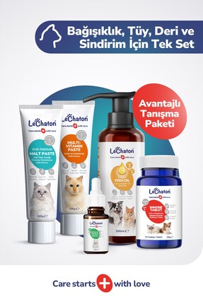 LeChaton Pet Care Kedi için Bağışıklık Tüy Deri ve Sindirim Sağlığı Mega Set(...