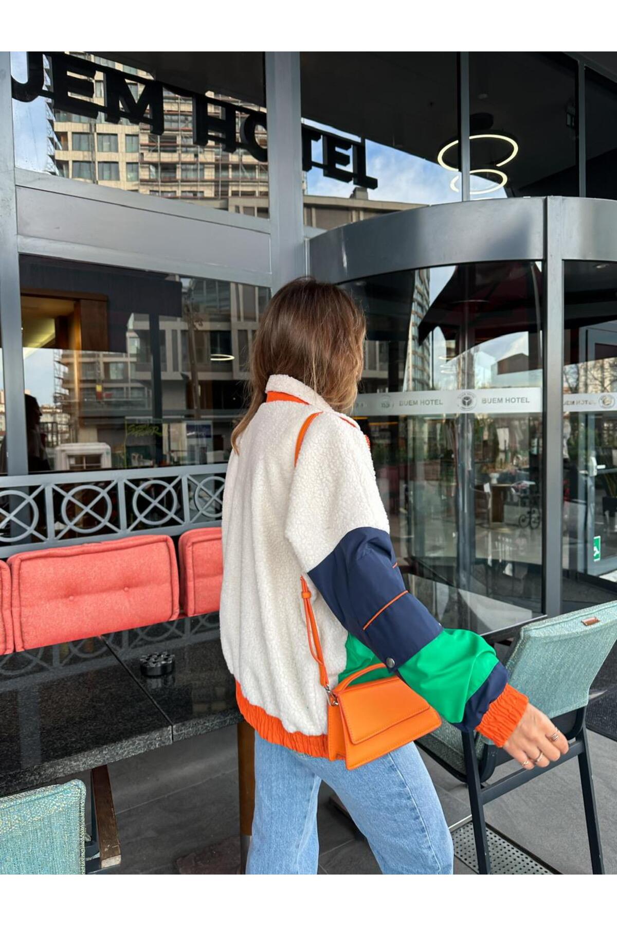 Zerrincan Giyim  Krem Çok Renkli Marka Model Mont - Görsel 3