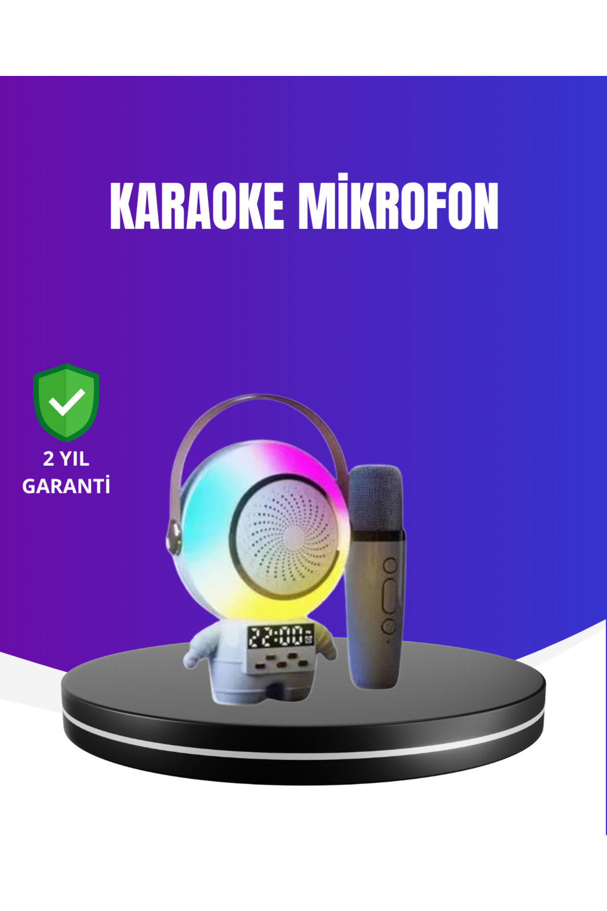 Bİ DÜNYA SHP RGB Işıklı Astronot Bluetooth Hoparlör Karaoke Mikrofonlu
