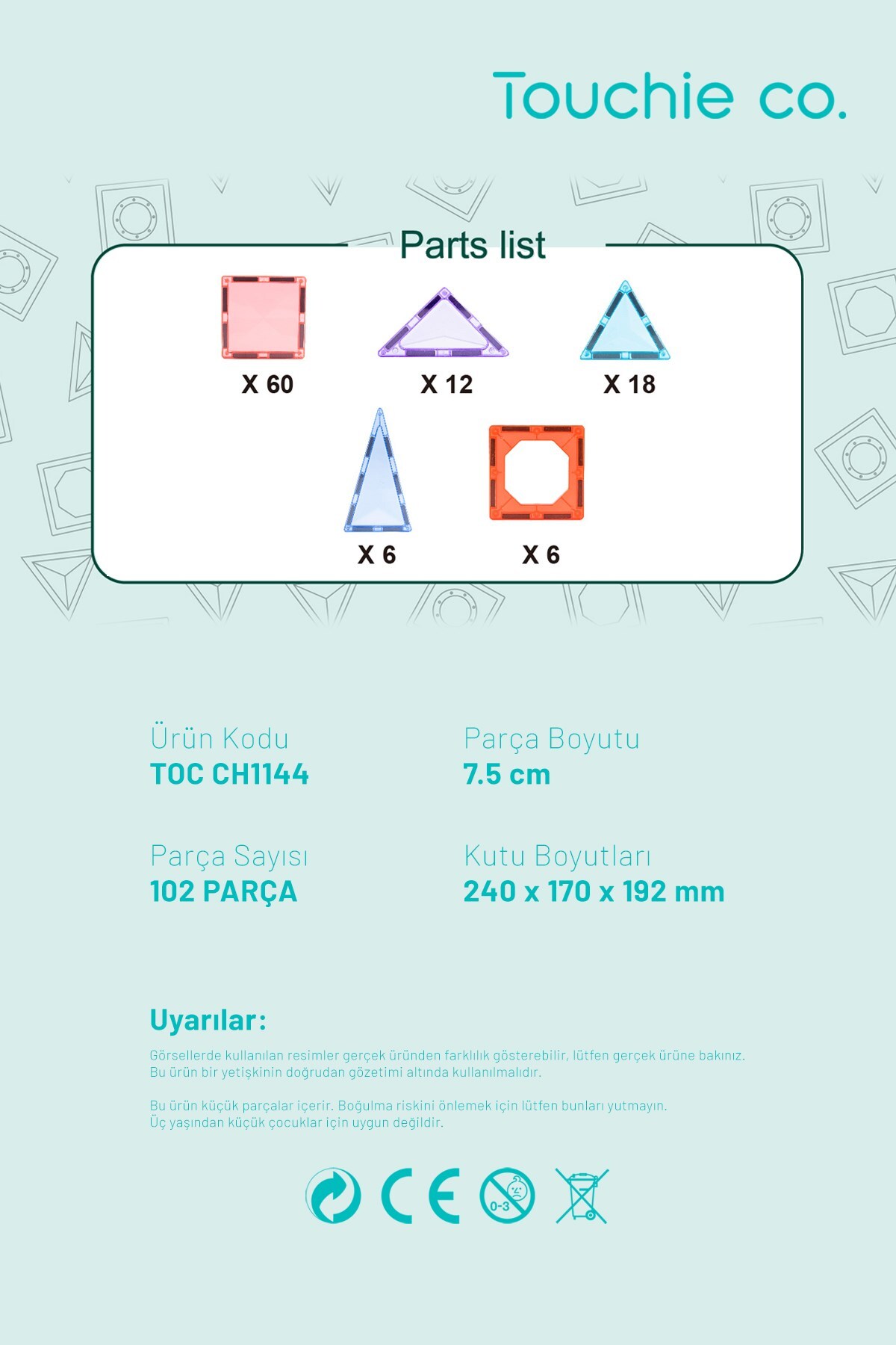 . ست بلوکهای ساختنی مغناطیسی ۱۰۲ تکه با آهنربا