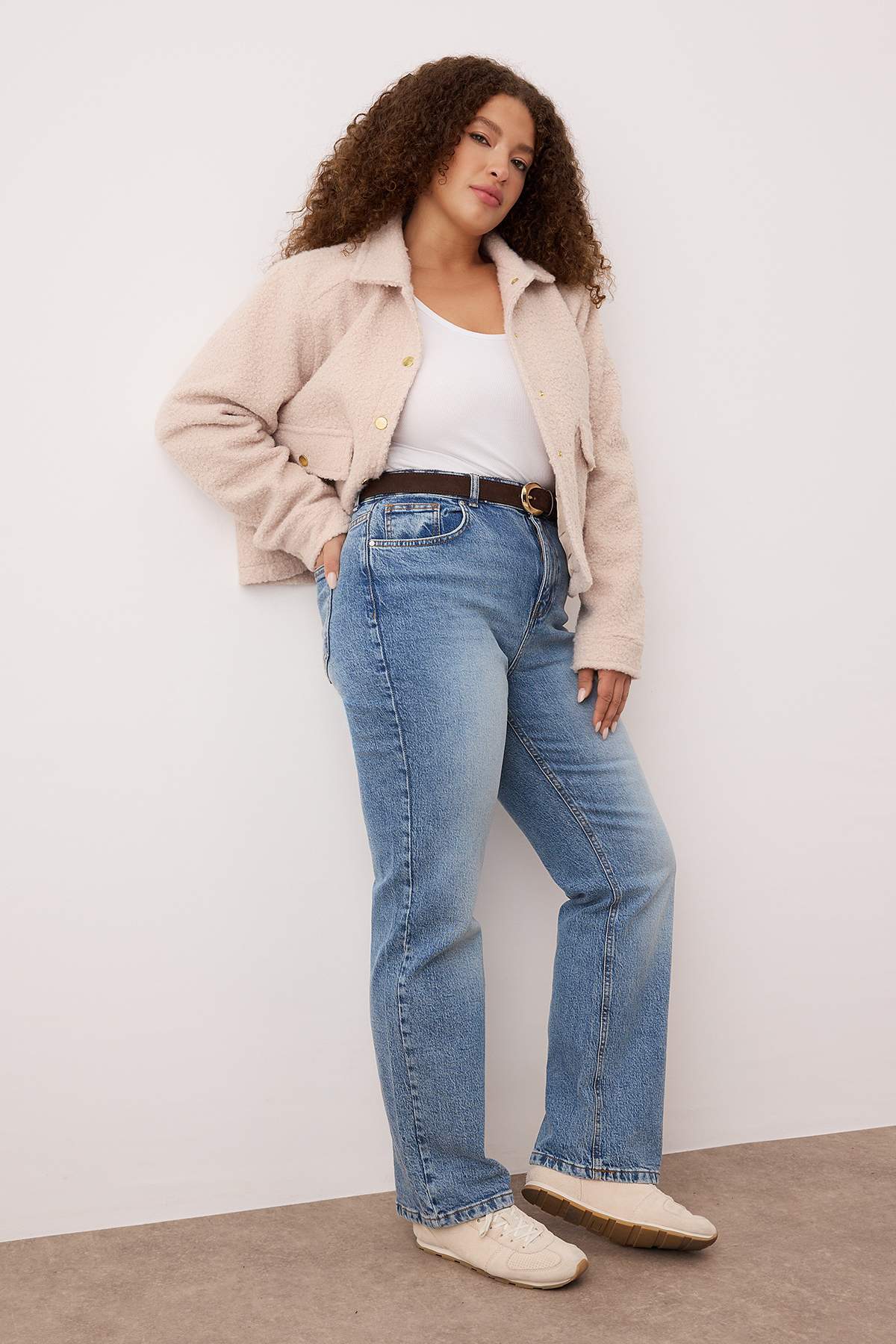 Trendyolmilla  More Sustainable Mavi Yüksek Bel Comfort/Orta Esnek Straight Fit Büyük Beden Jeans TBBAW24CJ00045 - Görsel 2