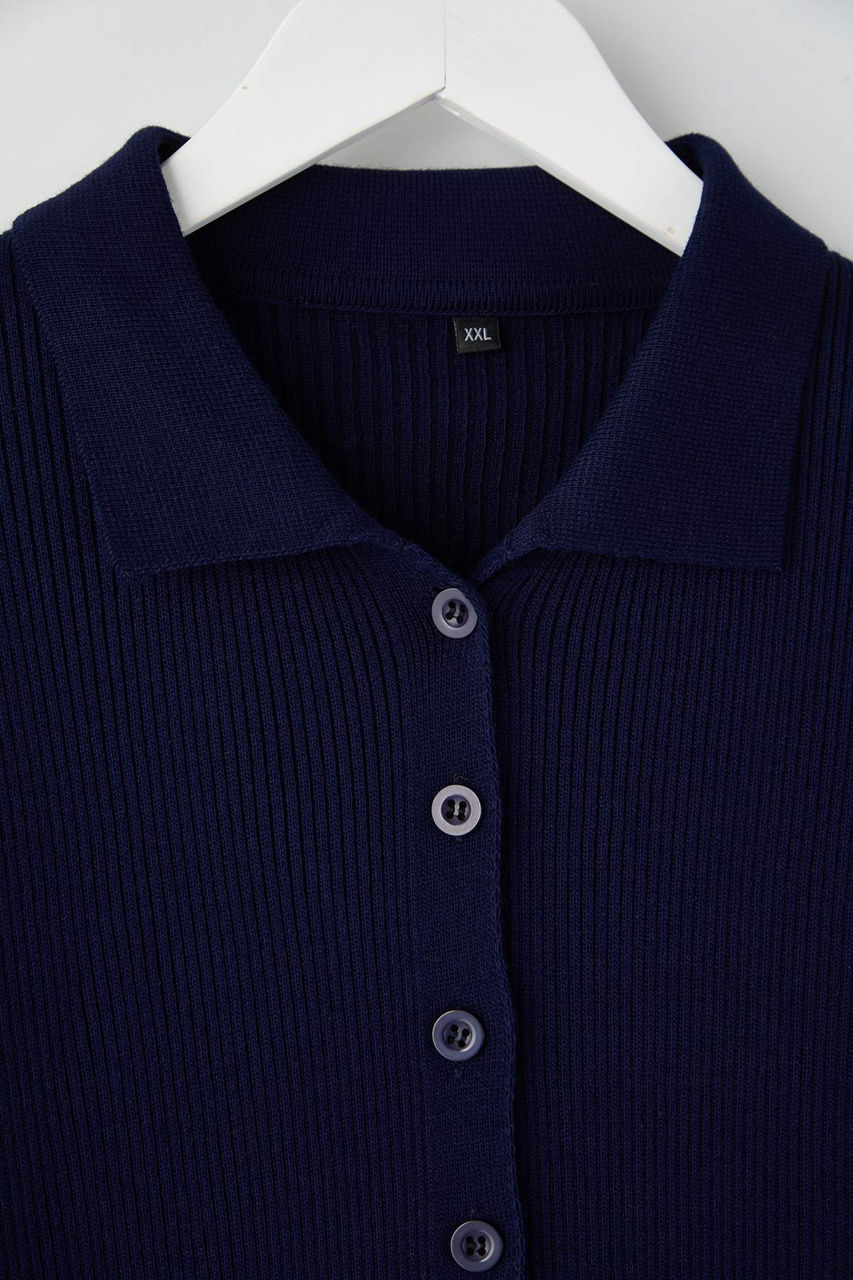 Trendyolmilla  Lacivert-Ekru Fitilli Bisiklet & Polo Yaka 2'li Paket Triko Hırka TBBAW26AV00034 - Görsel 10