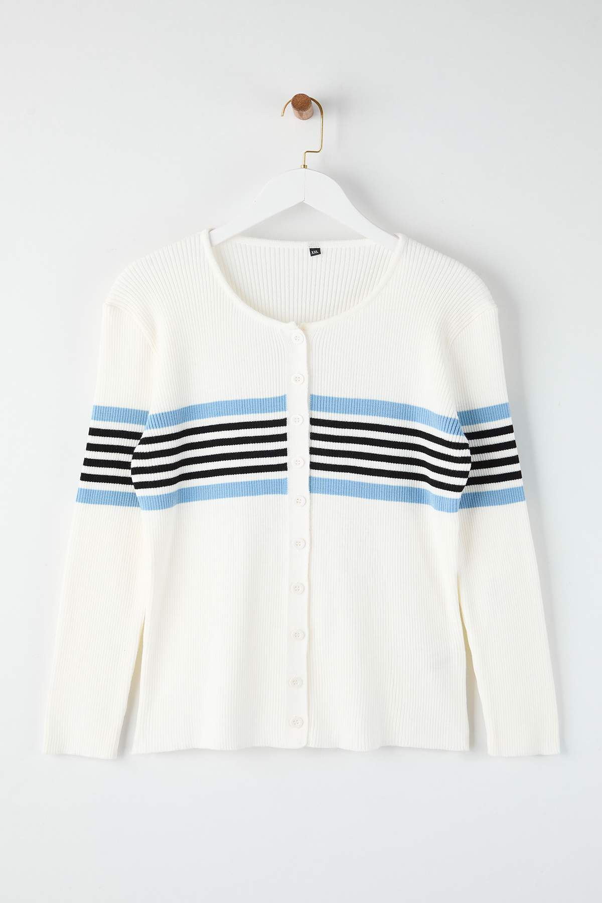 Trendyolmilla  Lacivert-Ekru Fitilli Bisiklet & Polo Yaka 2'li Paket Triko Hırka TBBAW26AV00034 - Görsel 11