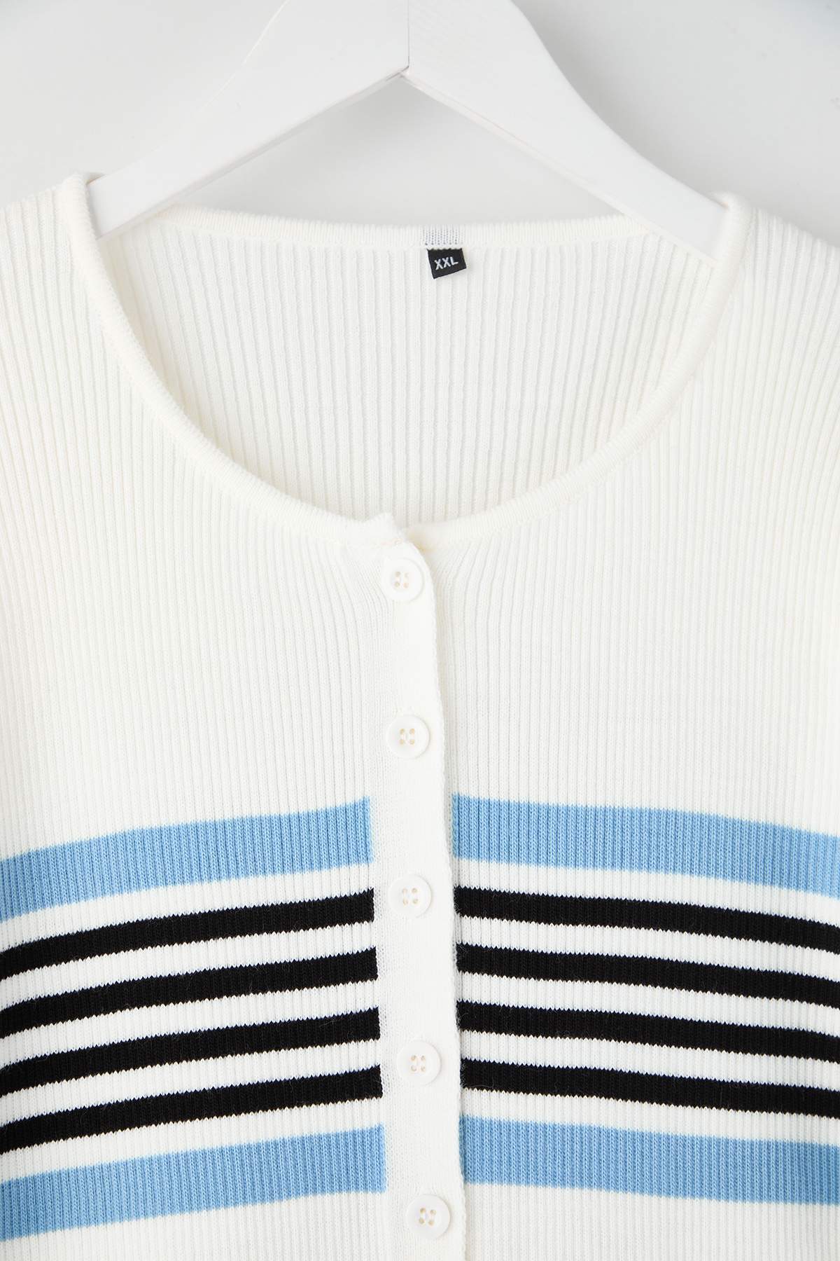 Trendyolmilla  Lacivert-Ekru Fitilli Bisiklet & Polo Yaka 2'li Paket Triko Hırka TBBAW26AV00034 - Görsel 12