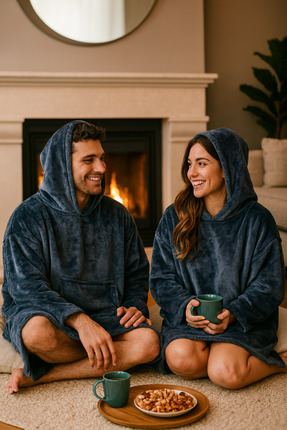 Lucy and Home Unisex , Welsoft Kapşonlu Giyilebilir Battaniye , Panço