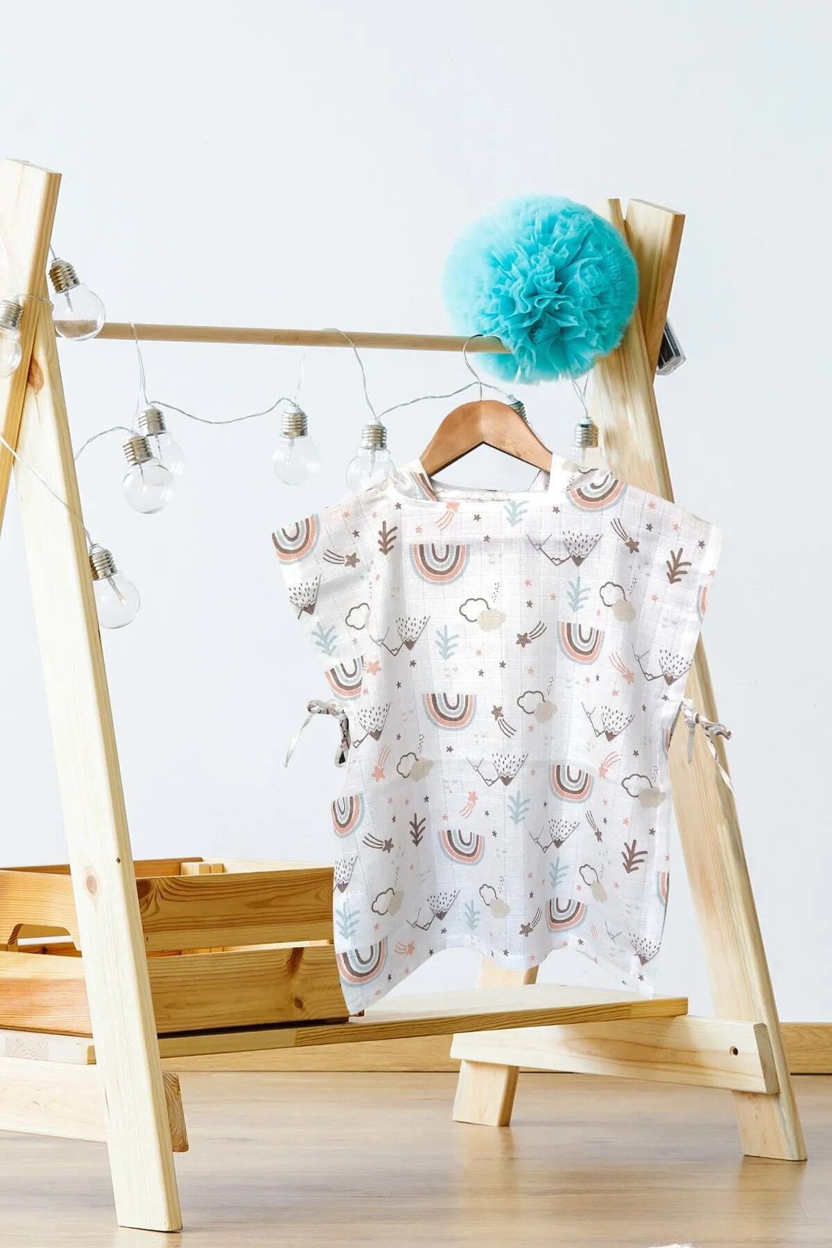 deva design %100 Pamuk Müslin Kumaştan Bebek Panço fotoğrafı 2 (önizleme)