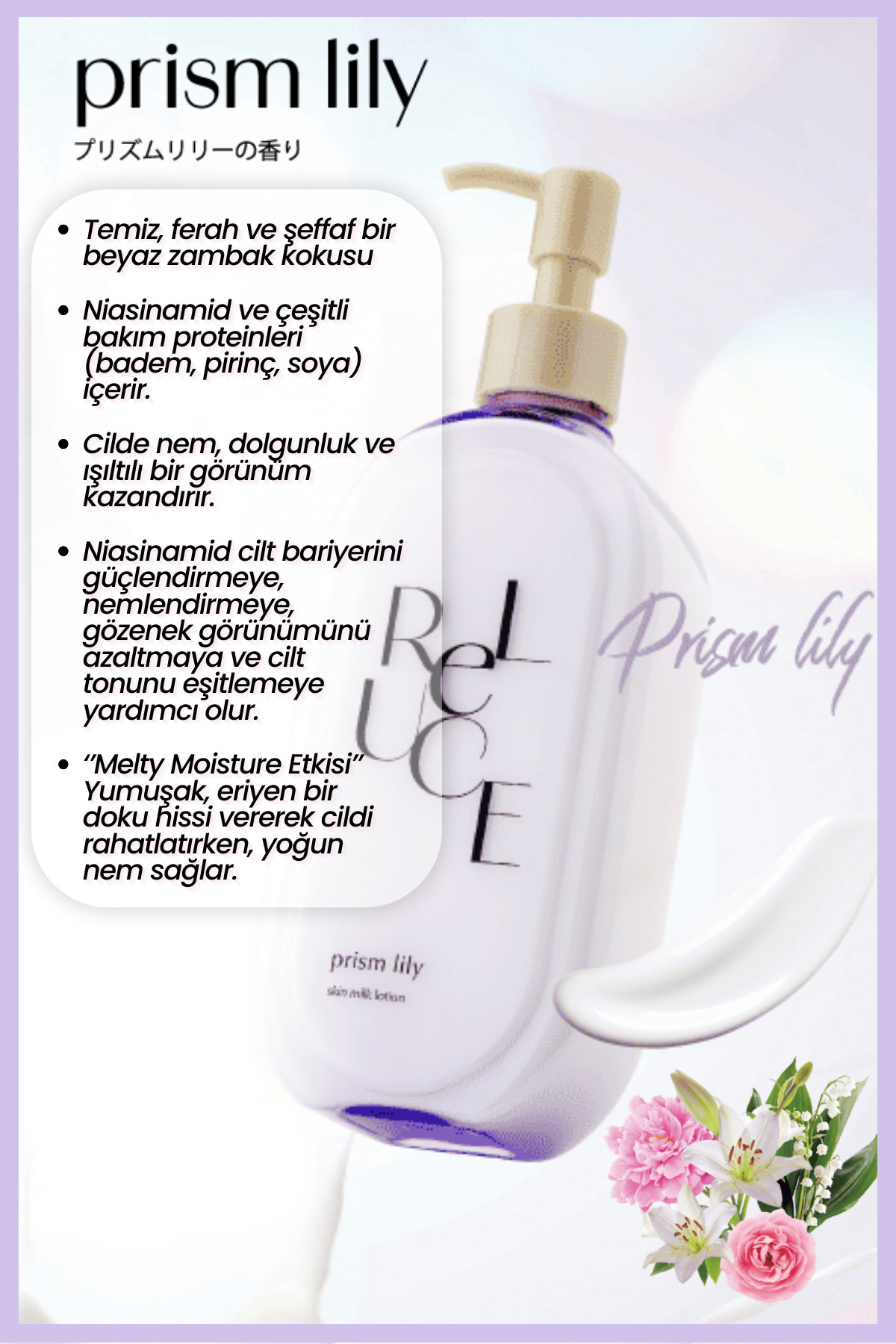 ReLUCE Prism Lily Cilt Tonu Eşitleyici&Sıkılaştırıcı Nemlendirici Sütlü Vücut Losyonu — CR920383 — تصویر 2 از 6