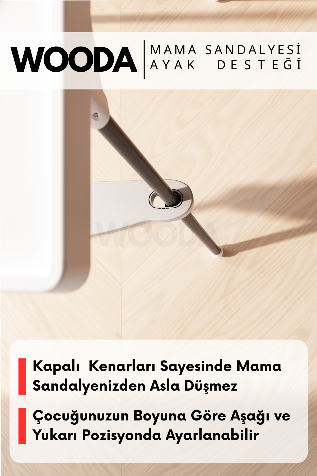 Wooda Çocuk Mobilyası & Aksesuar Mama Sandalyesi Ayak Koyma Dayama Desteği Antilop, E Bebek Baby Plus Star, Faros Orzo Uyumlu fotoğrafı 3 (önizleme)