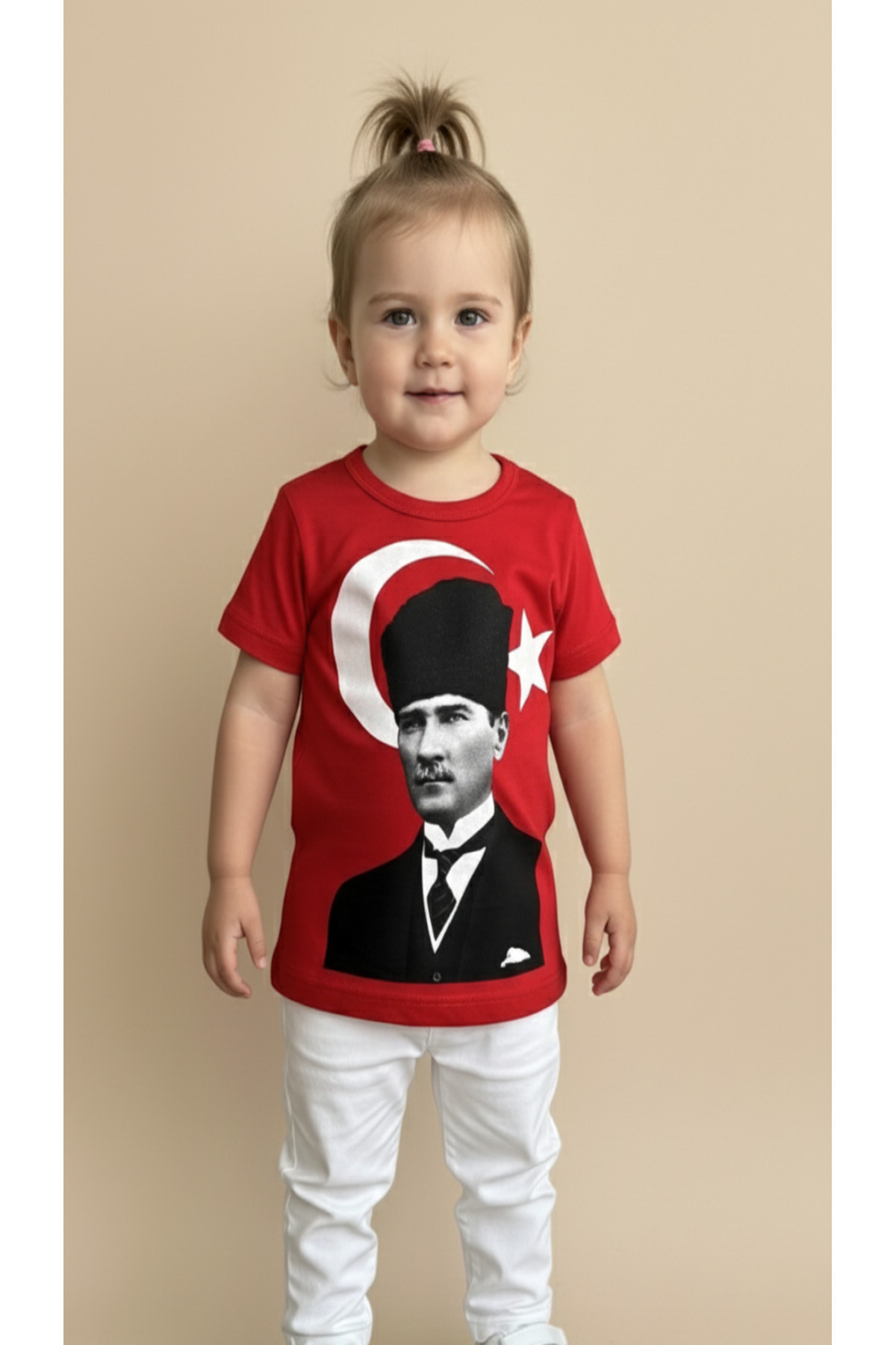 Sibel Günay Butik Atatürk Baskılı Türk Bayraklı Bebek Tişört | %100 Pamuk fotoğrafı 2 (önizleme)