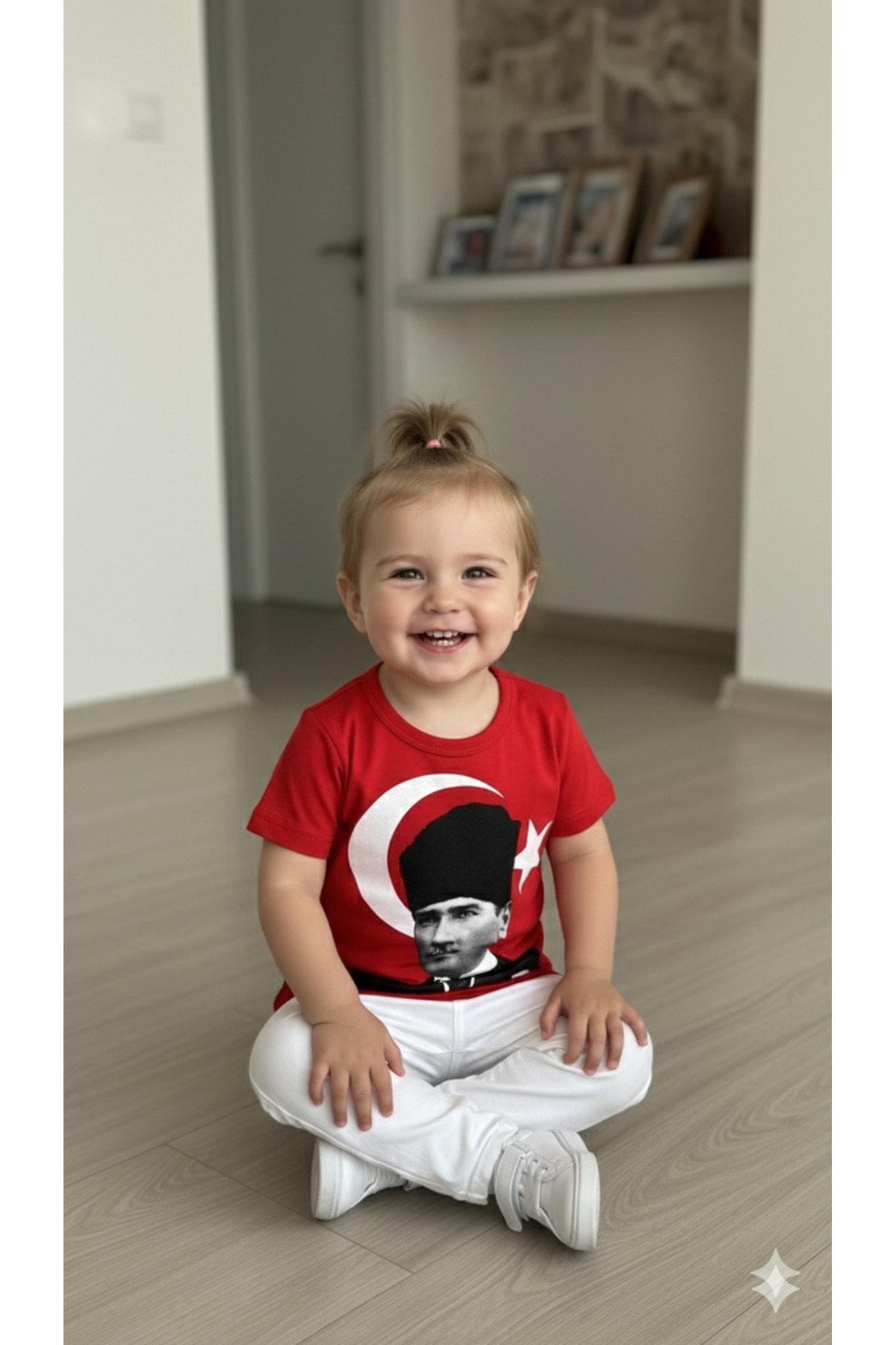 Sibel Günay Butik Atatürk Baskılı Türk Bayraklı Bebek Tişört | %100 Pamuk fotoğrafı 4 (önizleme)