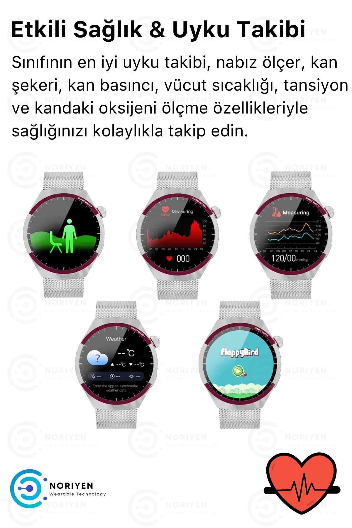 Kadınlara Özel SK6 Mini Premium Çelik Kasa ve Deri Kordonlar Türkçe Kolay Kullanım Kadın Akıllı Saat