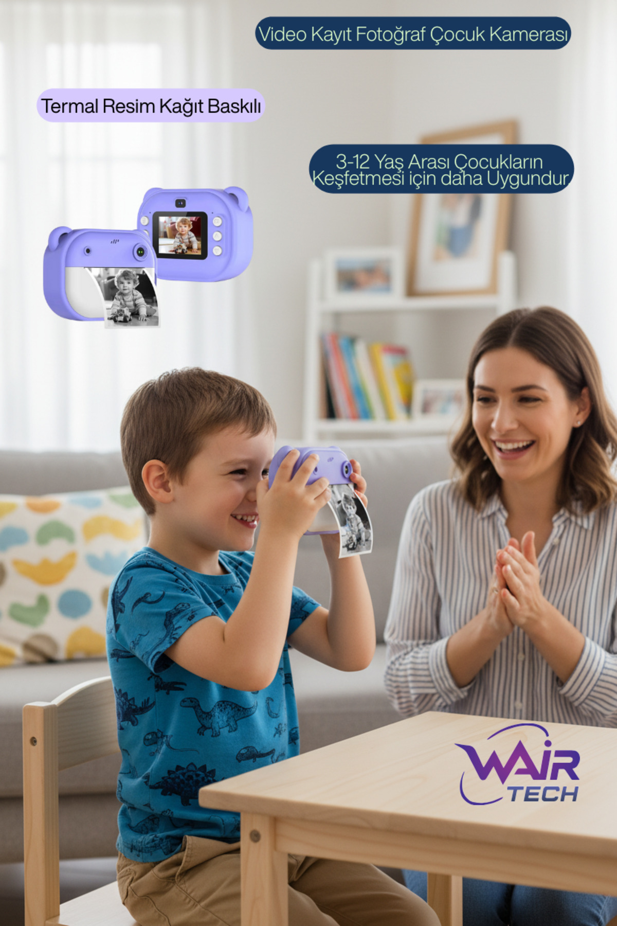 Toyaş Dijital Video Kayıt Fotoğraf Çocuk Kamerası Anlık Termal Resim Kağıt Baskılı Vtn-09
