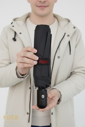 Rota Tam Otomatik 8 Telli Dayanıklı Fiber Tel Şemsiye - RT-3020M - Düz Siyah