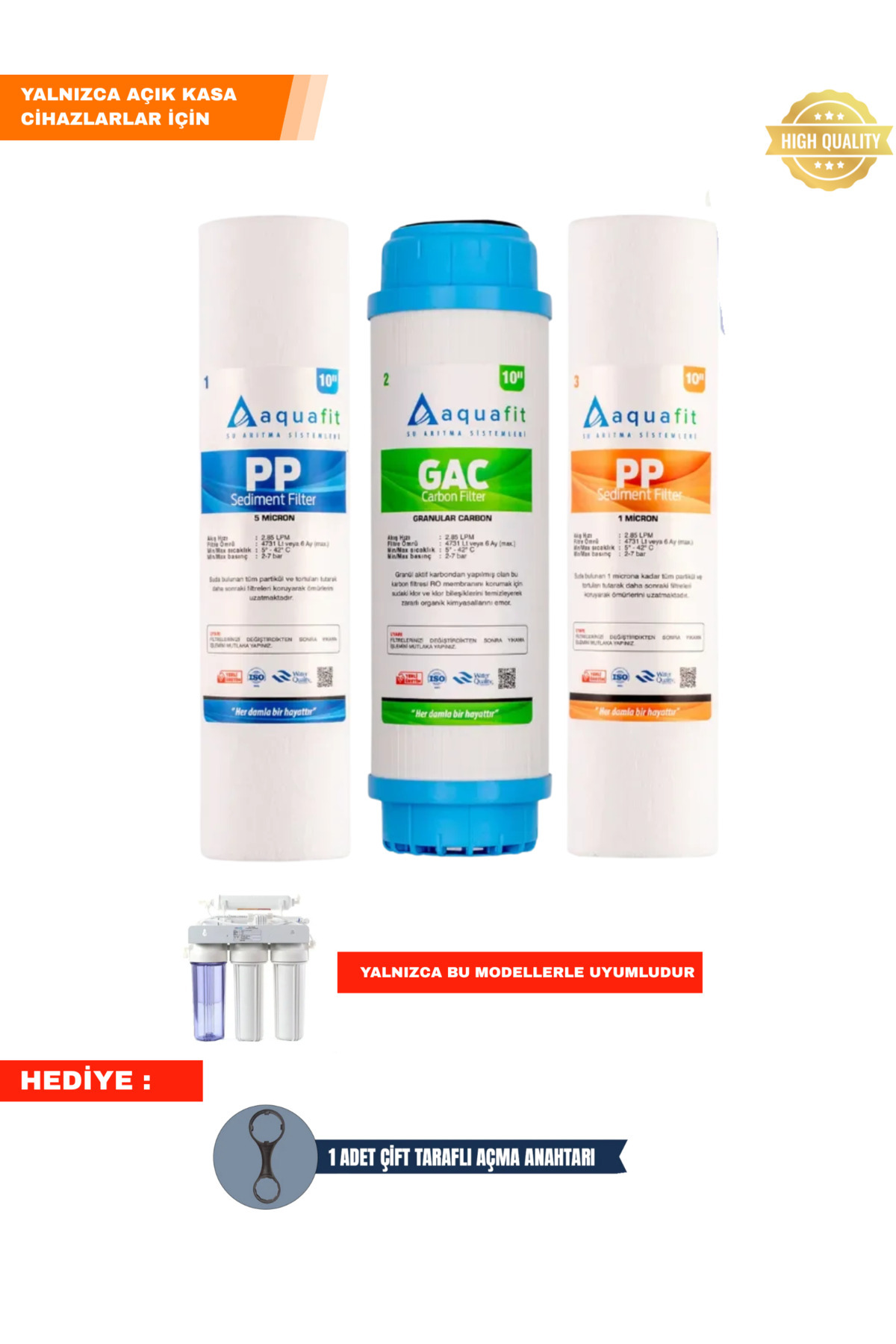 aquafit Su Arıtma Filtresi – Açık Kasa 3’lü Ön Filtre