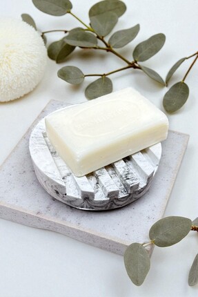 betonmall Mermer Desenli Yuvarlak Model Beton Katı Sabunluk Su Giderli