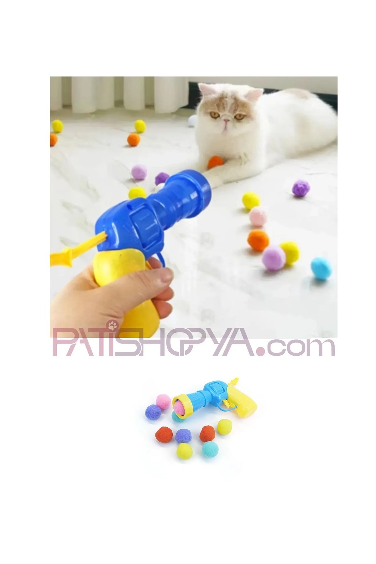 PATİSHOPYA Peluş Atıcı Tabanca Oyuncağı (20 Top)