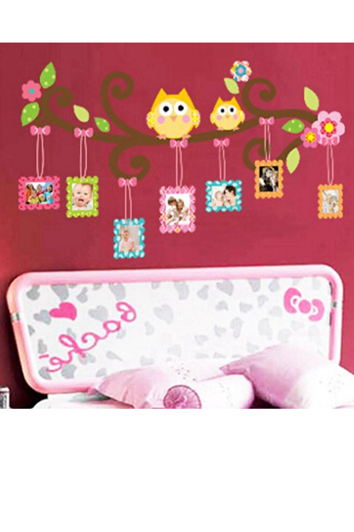 KT Decor Neşeli Baykuşlar Fotoğraf Albümü Çocuk Odası Duvar Sticker Set fotoğrafı 2 (önizleme)