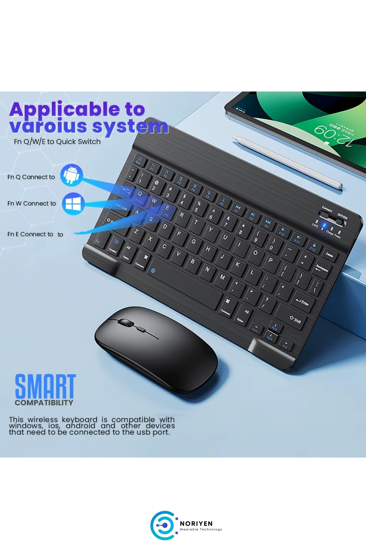 Retro Serisi Ultra İnce Kablosuz Tüm PC Telefon Tabletlere UyumluPortable Türkçe Q Klavye Mouse Set