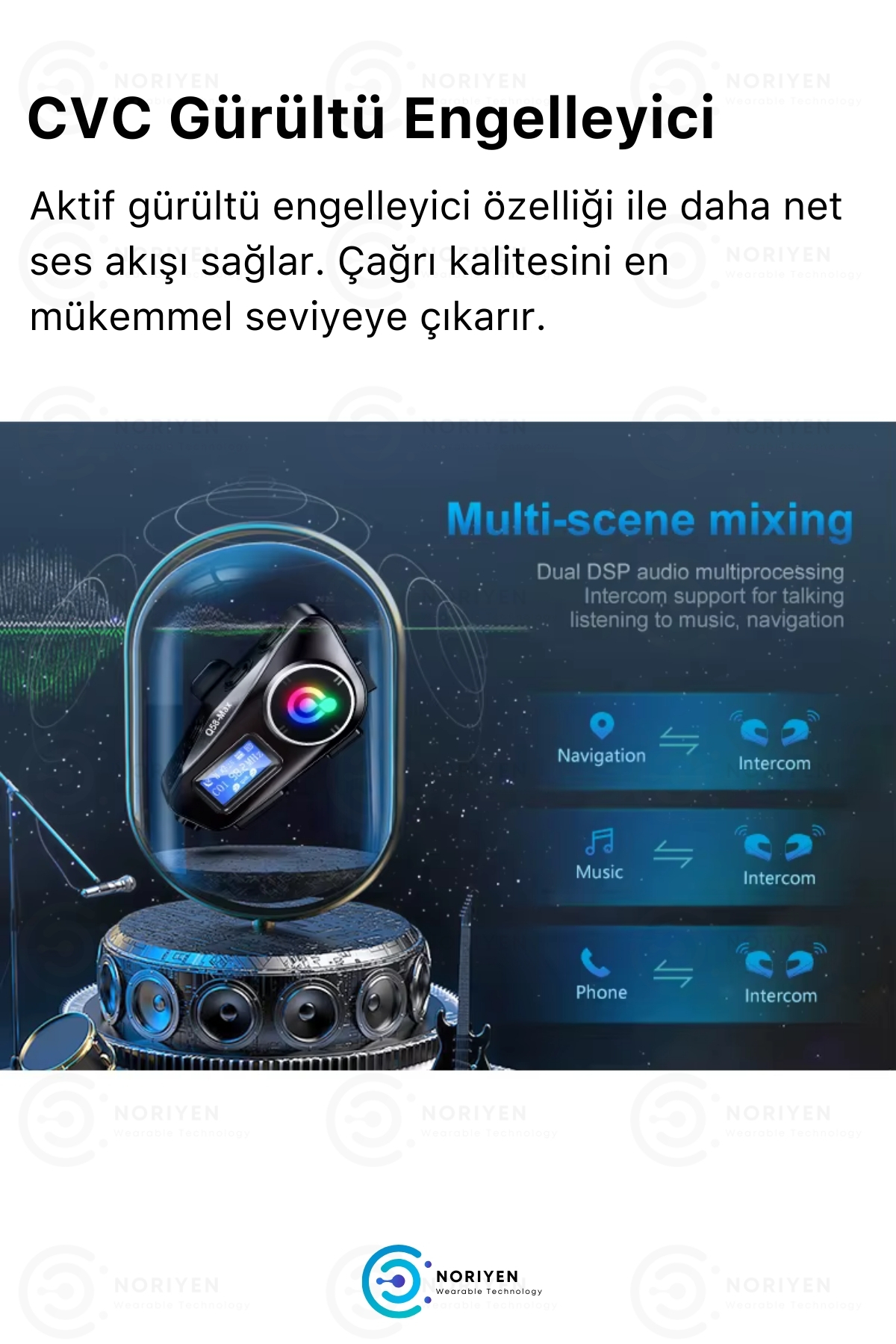 Yeni Nesil Motosiklet Kask Interkom Mikrofonlu Gürültü Engelleyici 500M Q58 Max Bluetooth Kulaklık