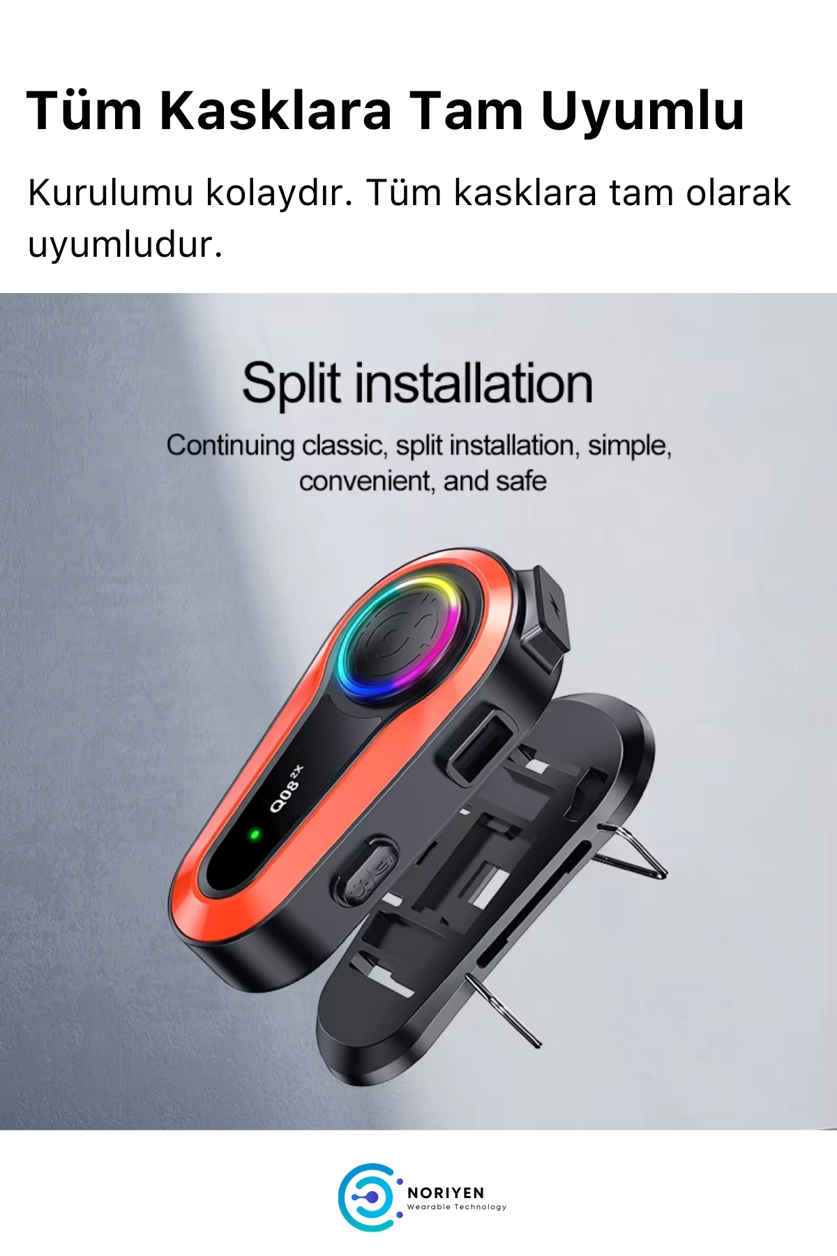 Yeni Nesil Motosiklet Kask Q08 2X 1000M Interkom Mikrofonlu Gürültü Engelleyici Bluetooth Kulaklık