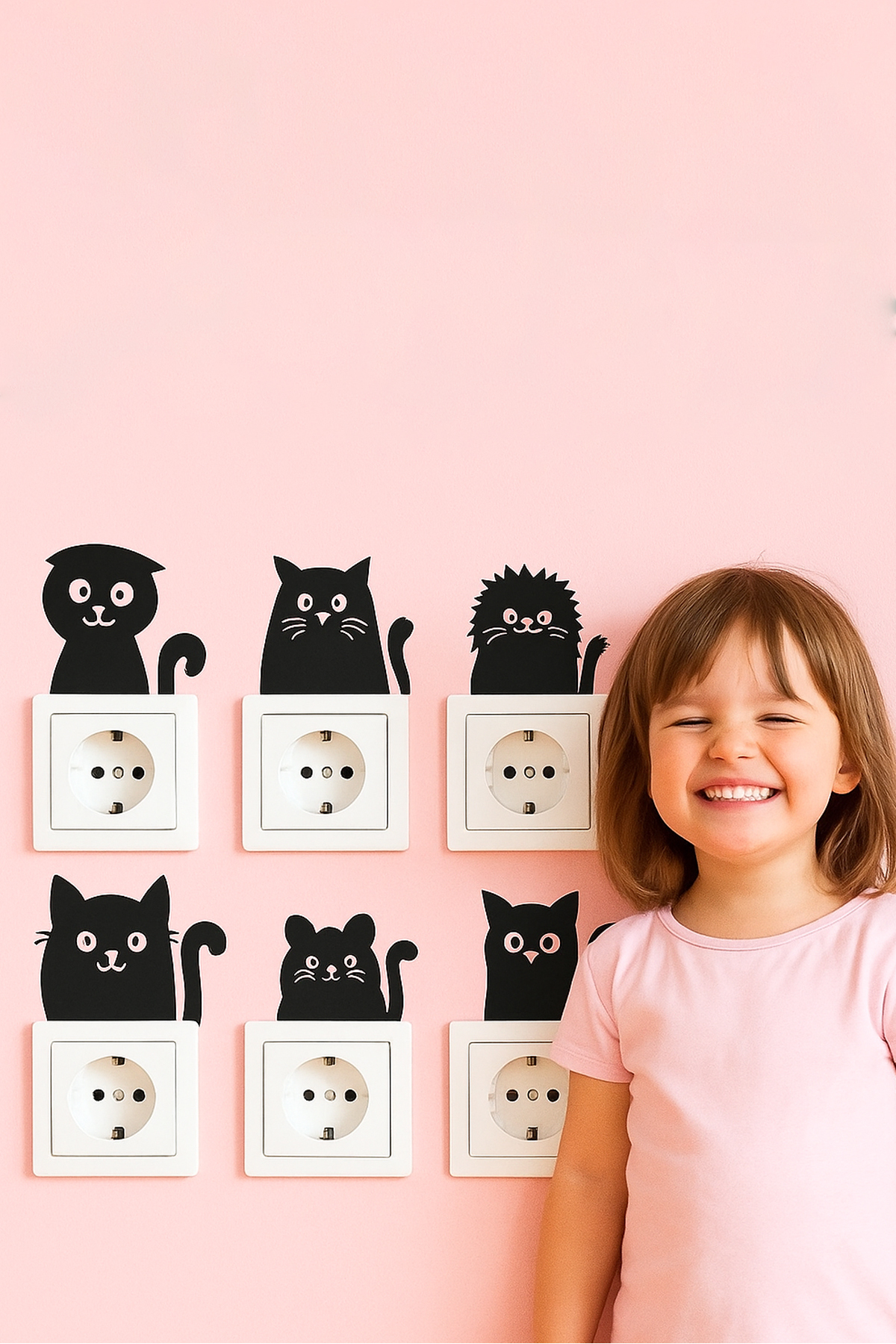 KT Decor 6'lı Kedi Priz Sticker Seti fotoğrafı 2 (önizleme)