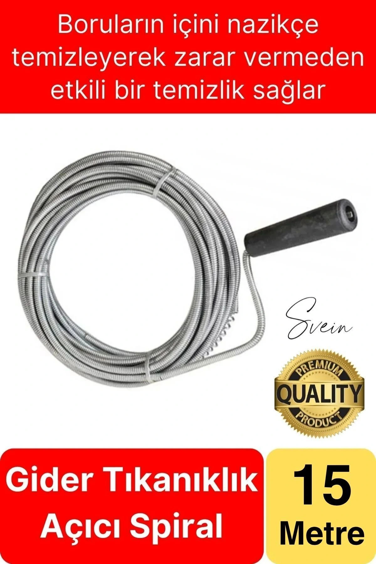 Svein Premium 15 Metre Tıkanıklık Kanal Açma Klozet Gider Açıcı