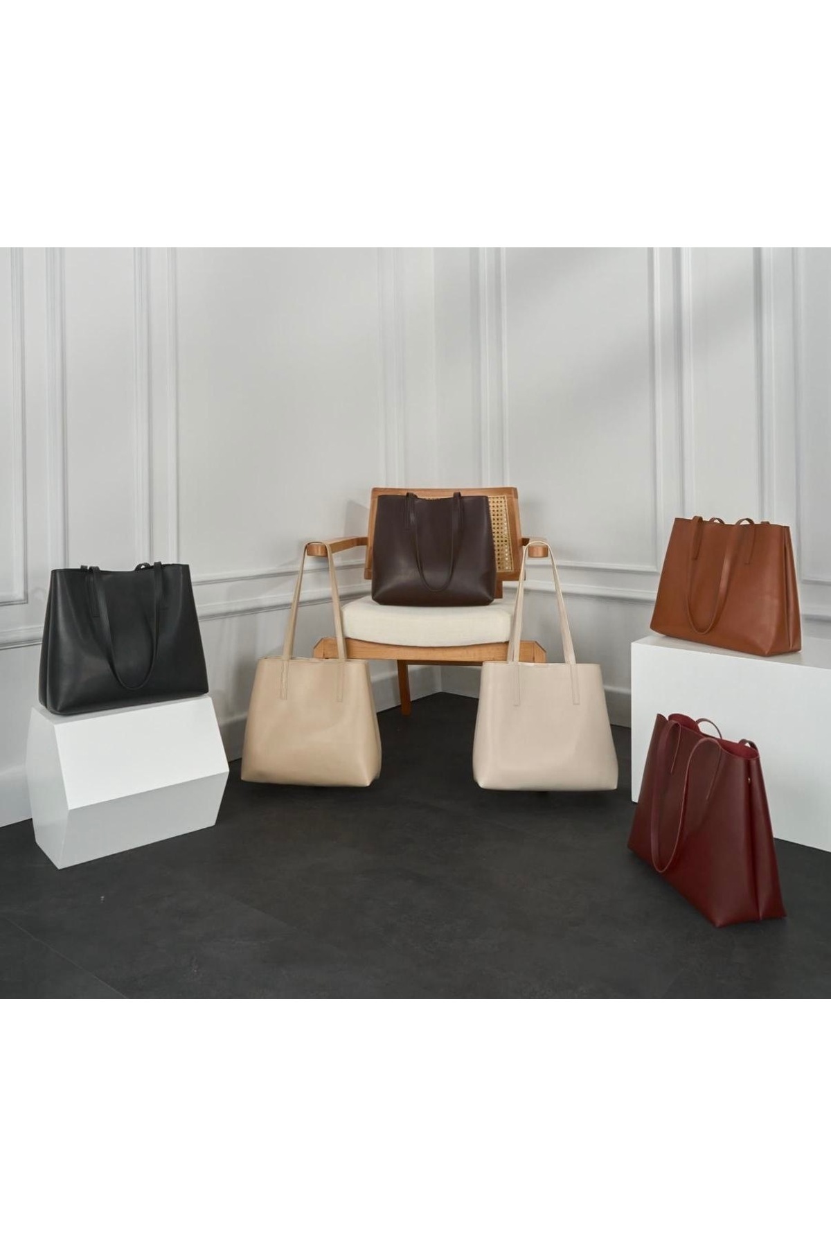 Kadın Büyük Boy Tote Model El ve Omuz Çantası Beyaz