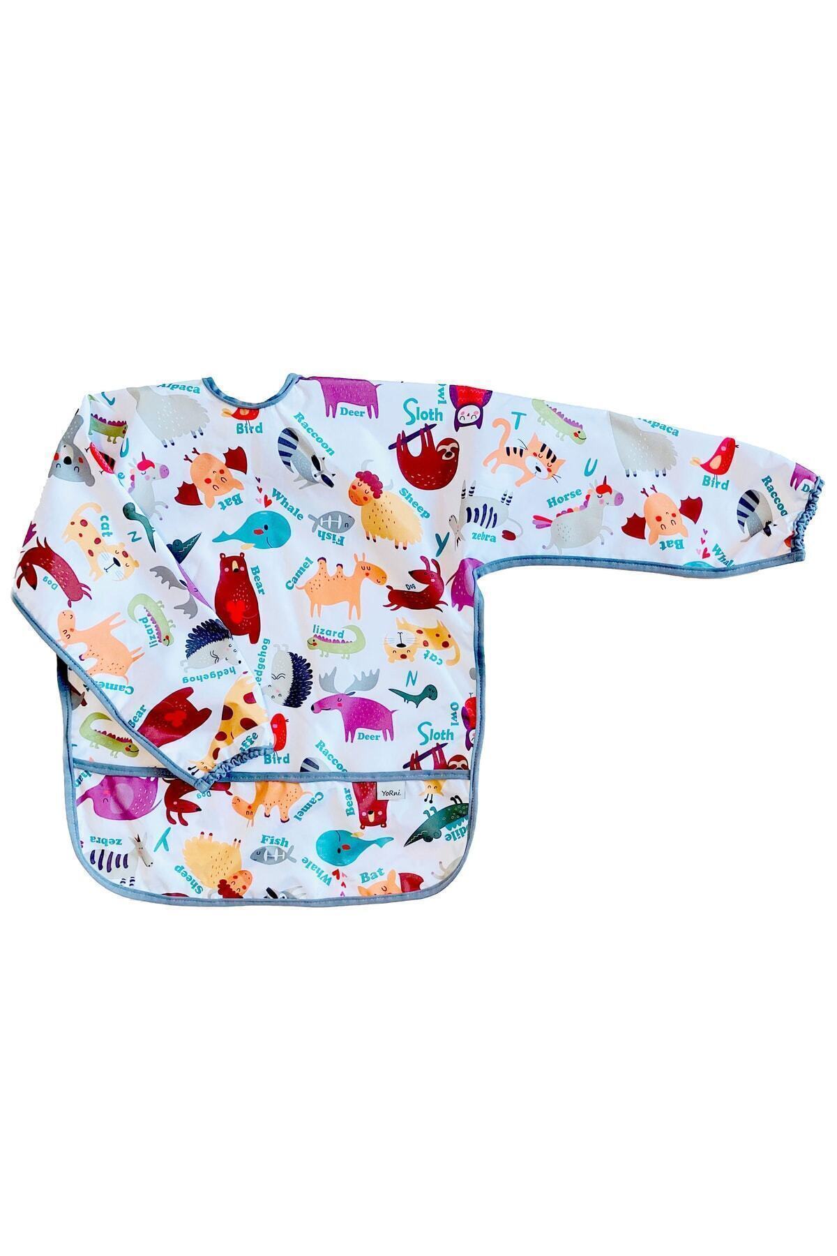 yorni Bağcıklı, 3-6 Yaş Zoo, Sıvı Geçirmez, Yıkanabilir, Uzun Kollu Boyundan Bağlamalı Bebek Mama Önlüğü fotoğrafı 2 (önizleme)