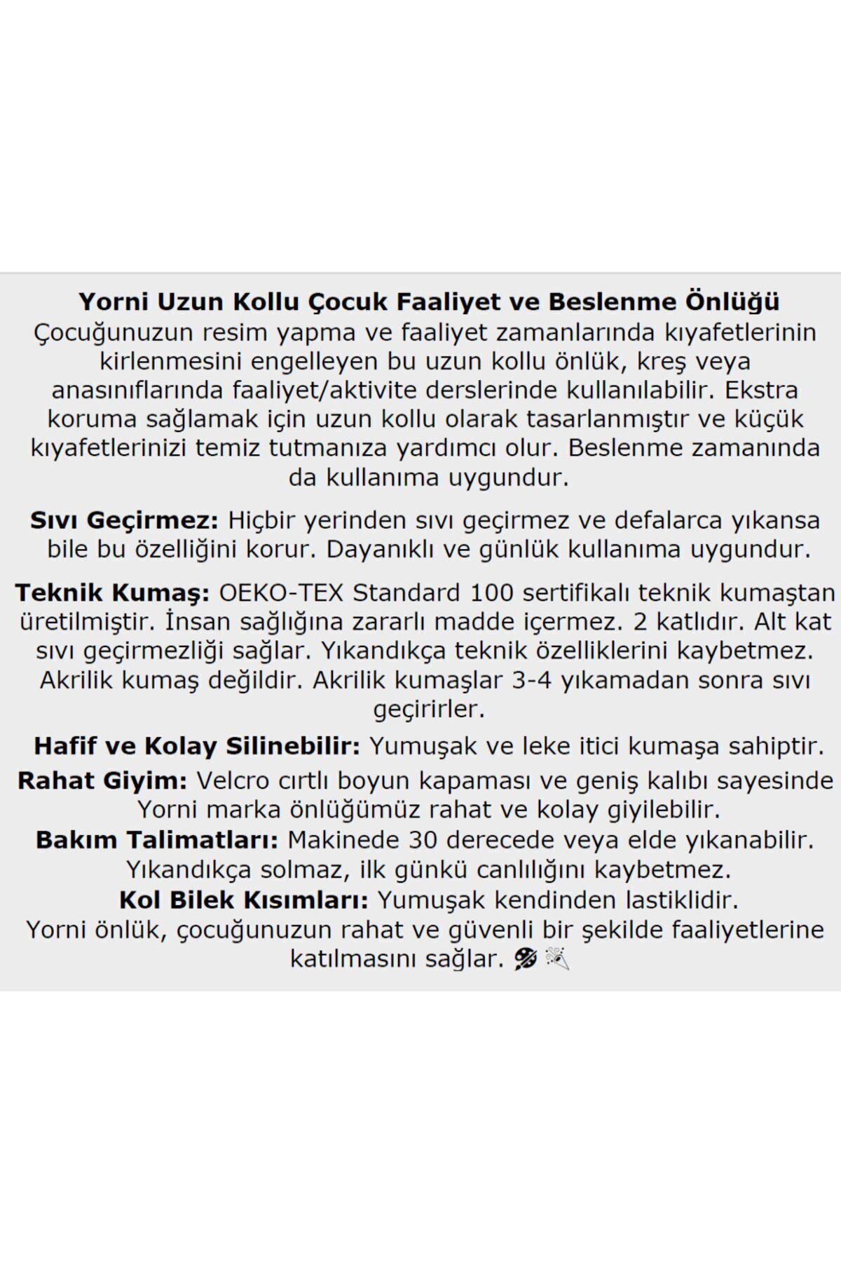 yorni 3-6 Yaş Family Sıvı Geçirmez, Makinede Yıkanabilir, Uzun Kollu Çocuk Faaliyet Aktivite Boyama Önlüğü fotoğrafı 6 (önizleme)