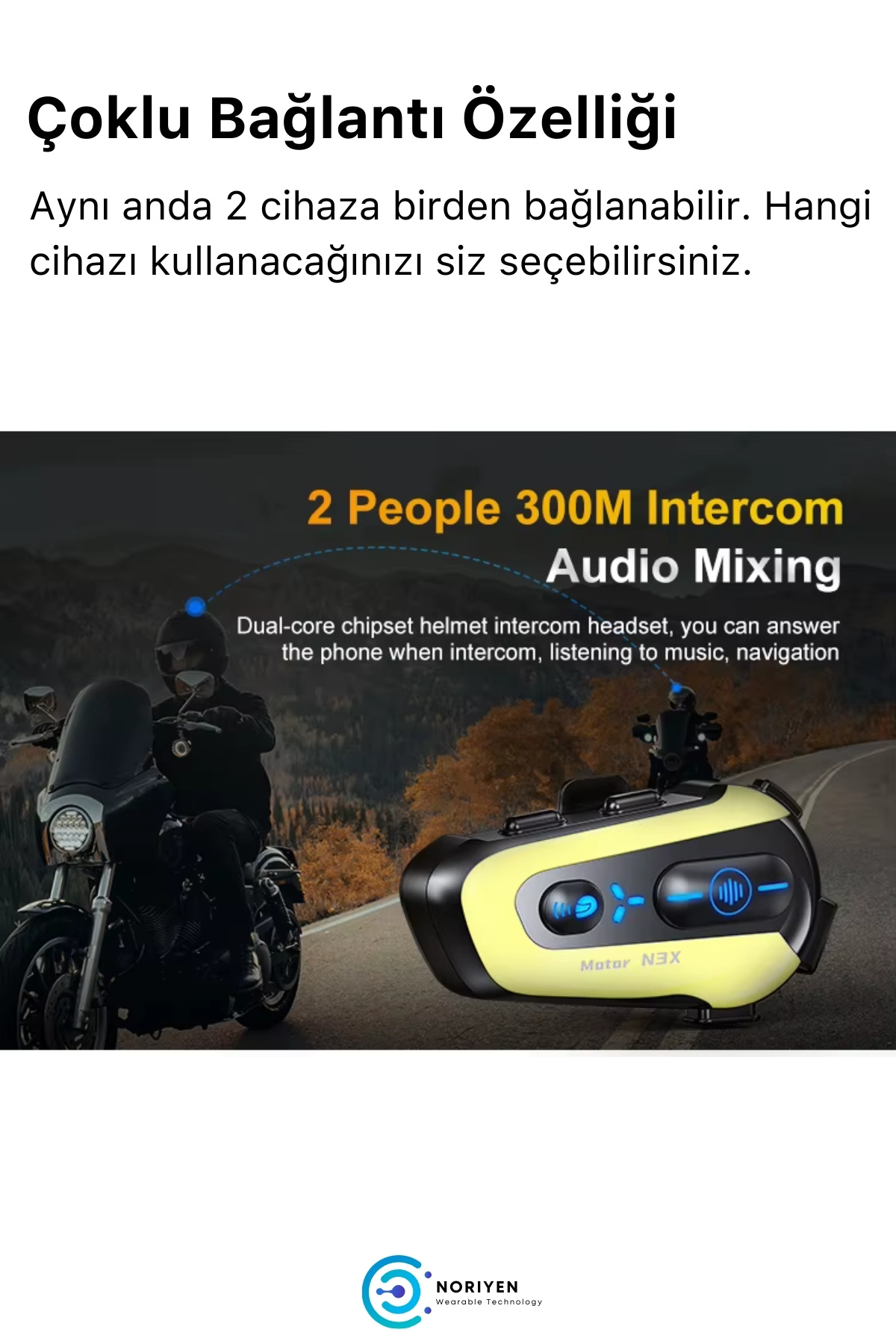Yeni Nesil Motosiklet Kask Interkom Mikrofonlu Gürültü Engelleyici NX3 RGB Bluetooth Kulaklık
