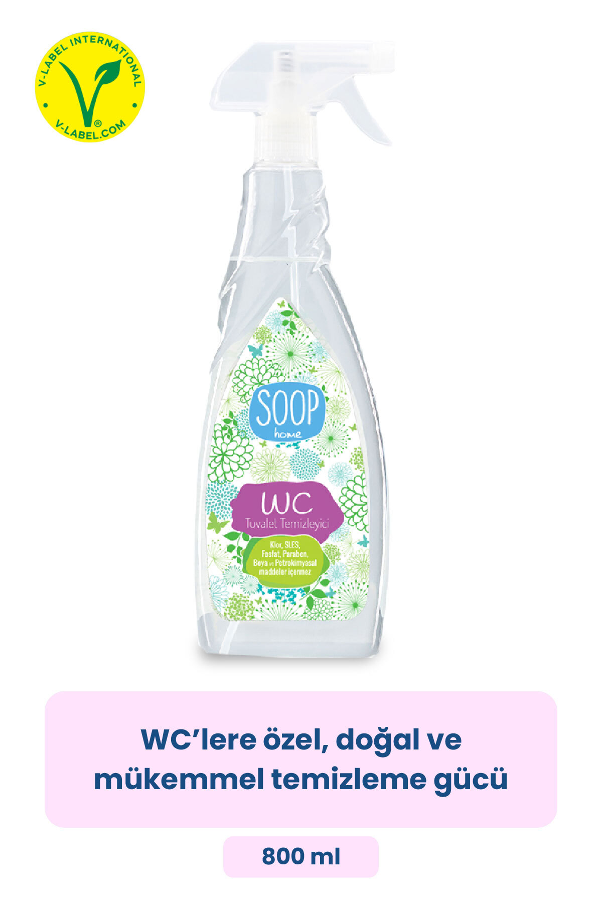 SOOP Tuvalet WC Klozet Kapağı Temizleyici Sprey 750 ml | Bitkisel Yağ Bazlı Sabun fotoğrafı 2 (önizleme)