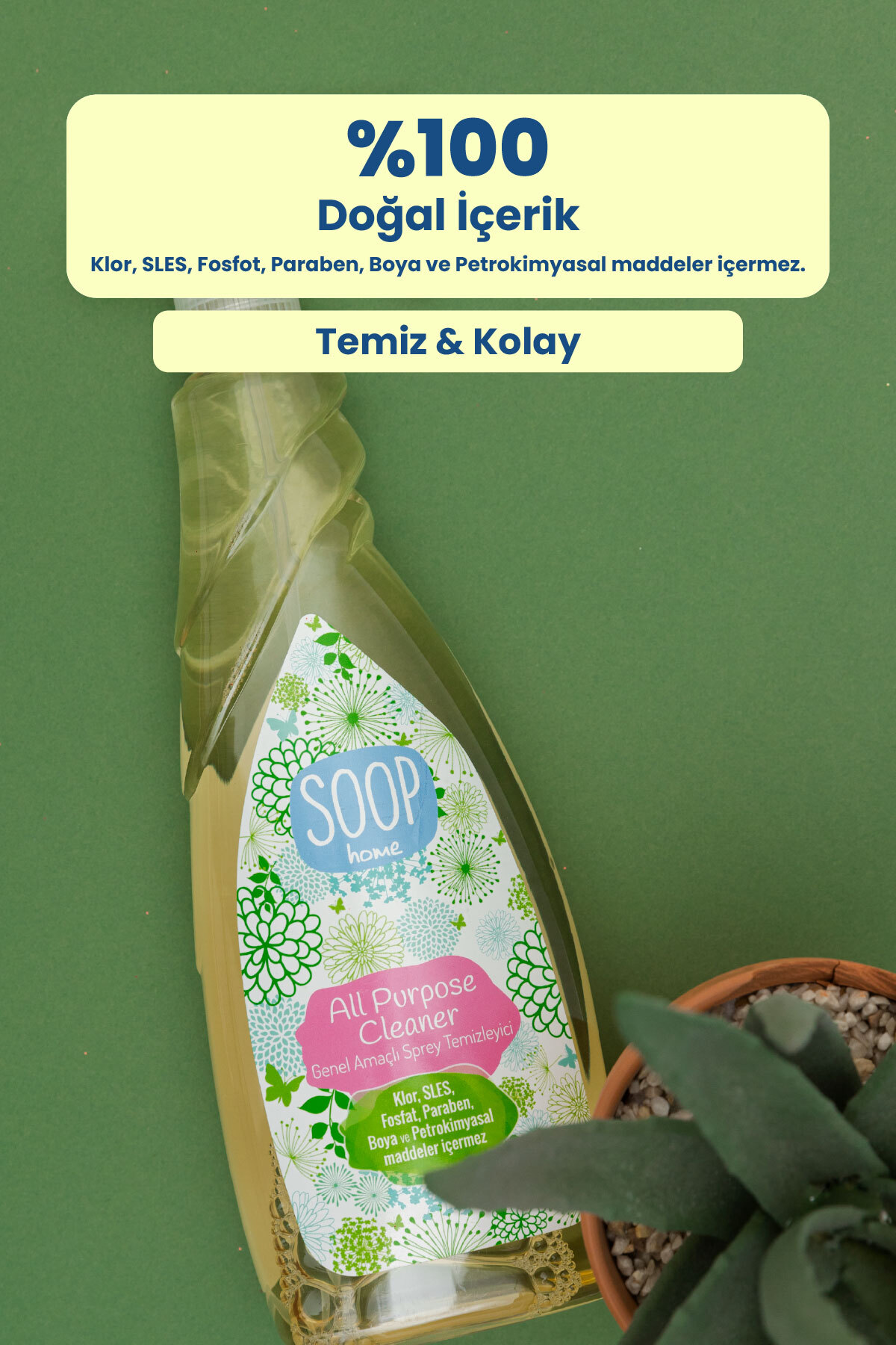 SOOP Home Genel Temizleyici Spreyi | Bitkisel Yağ Bazlı Sabun | 750 ml fotoğrafı 3 (önizleme)