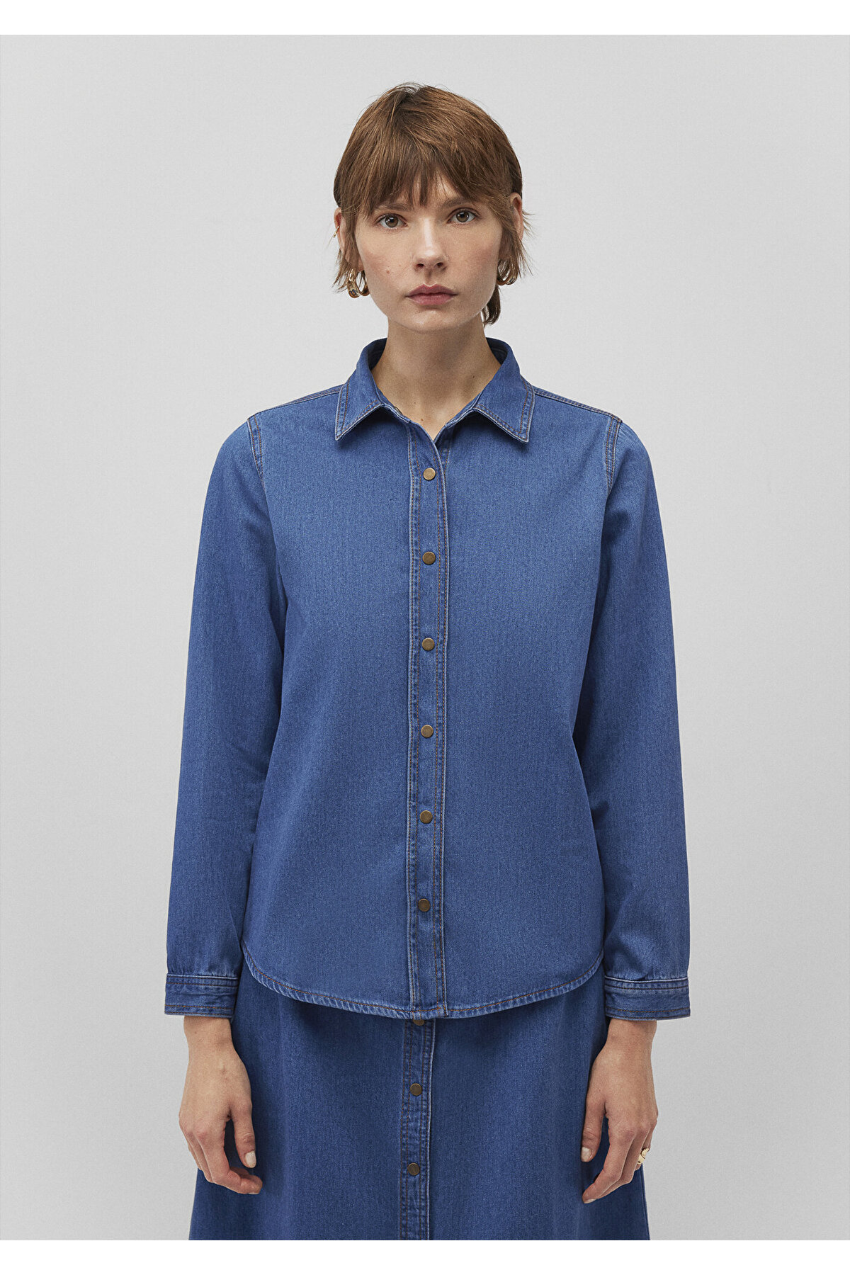 Lacivert Denim Gömlek Regular Fit / Normal Kesim 1210959-85481 — سرمه‌ای — تصویر 3 از 6